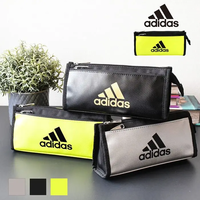 現貨🌸日本直送 | adidas日本版軟質雙層鉛筆袋/文具袋/收納包 （黃）