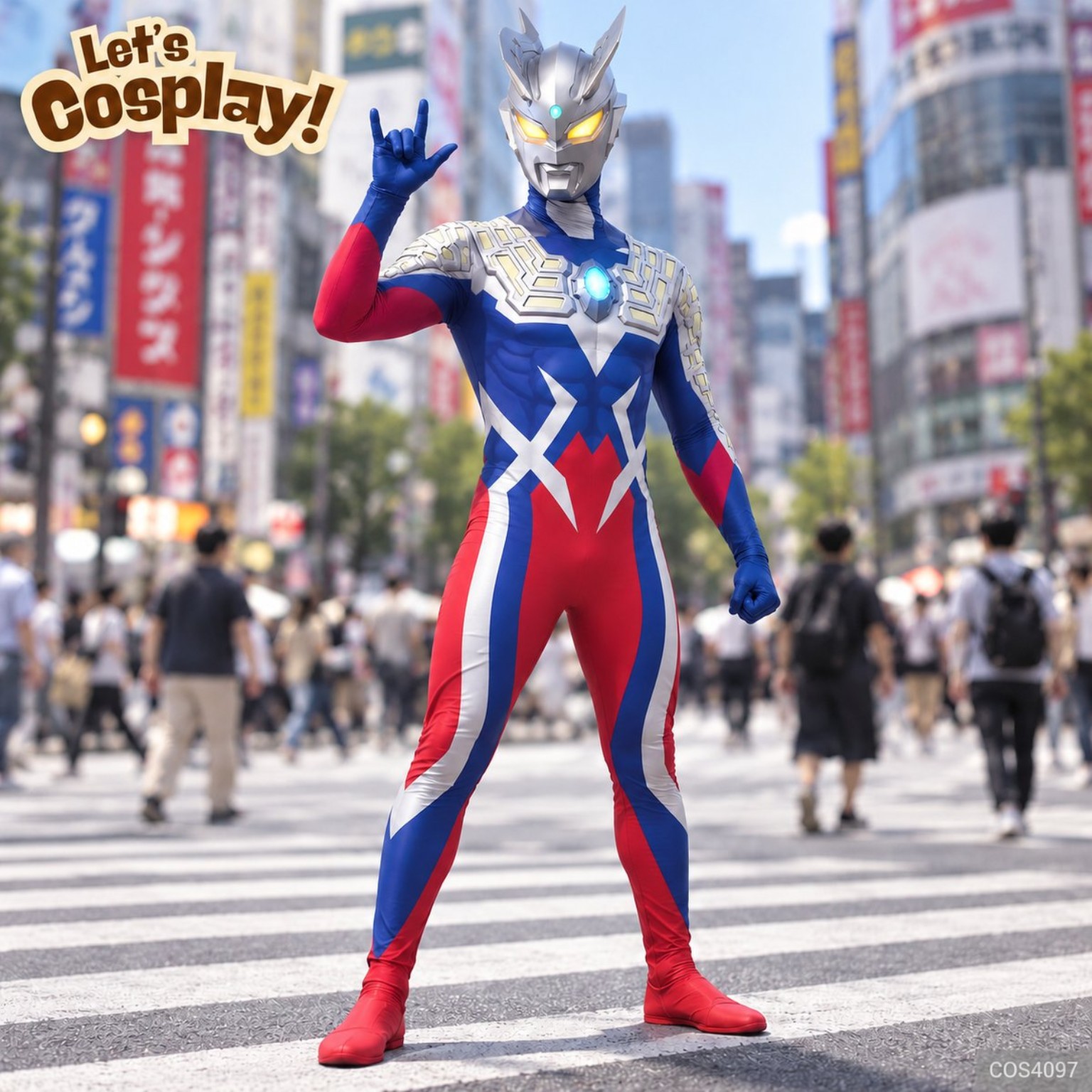 超人Zero成人發光立體頭盔連身服裝Ultraman Zero萬聖節衫,香港現貨Lets Cosplay COS4097