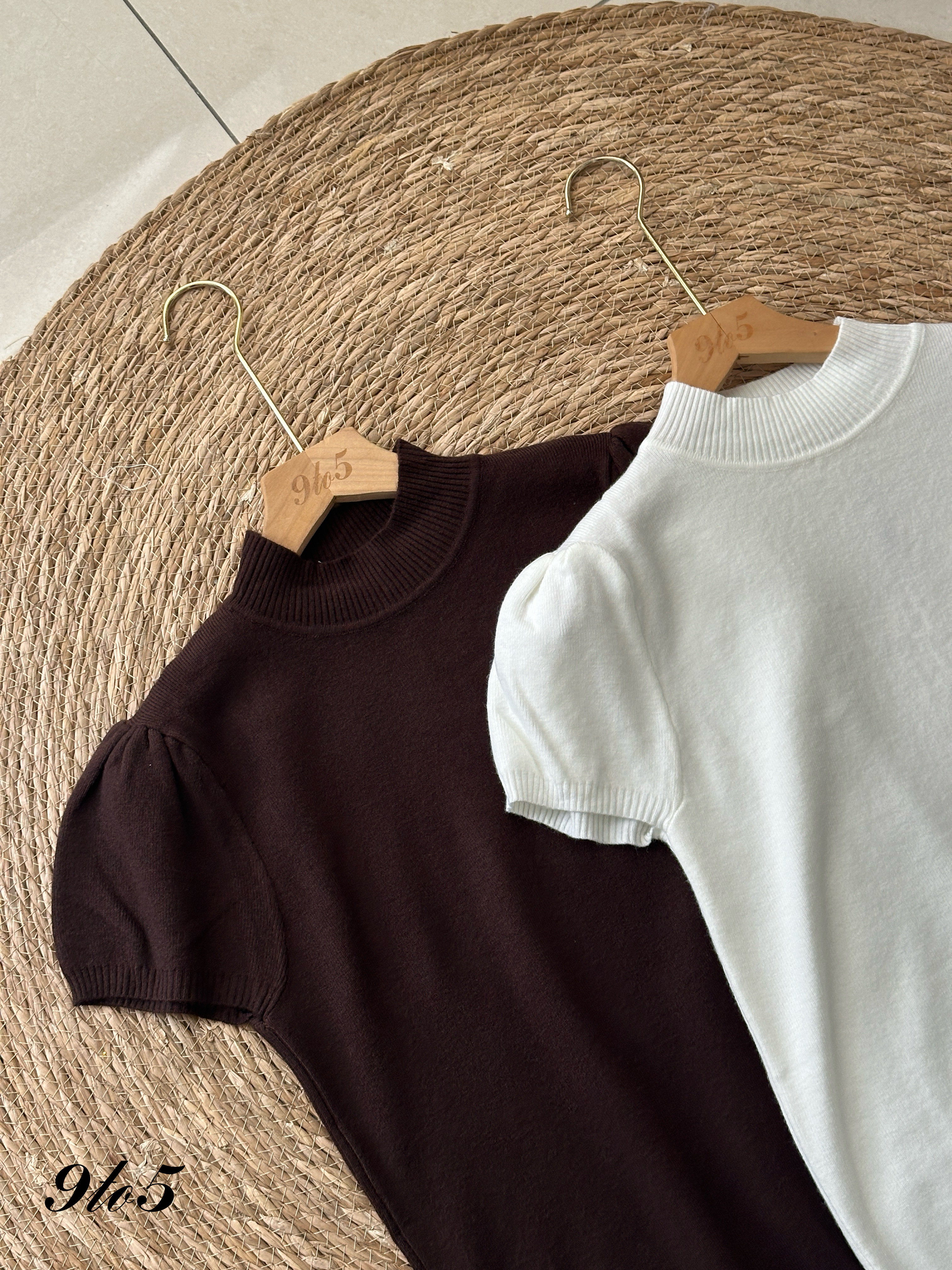 T4008 Puff Sleeve Knit Top - 4 Colors 