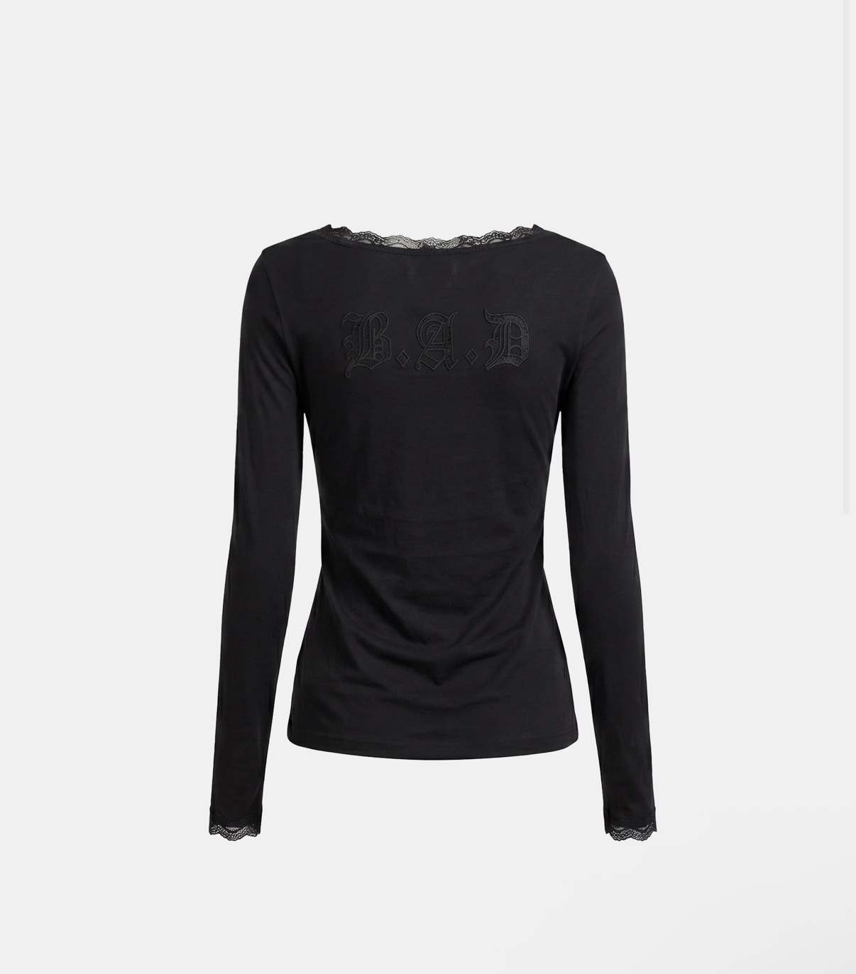 BADBLOOD新款 [w-tee26-177] Lace Layered Loose-Fit Long Sleeve T-Shirt - Black