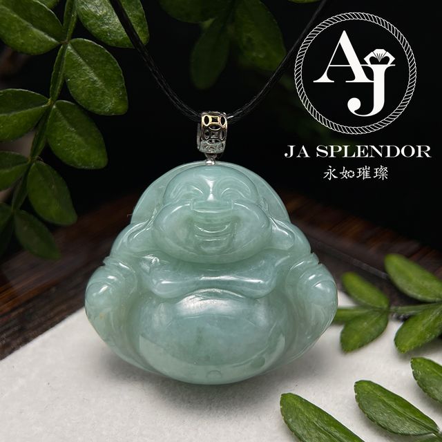 JNK-205 天然翡翠A玉糯冰果綠笑口常開大肚佛公| JA Splendor 永如璀璨