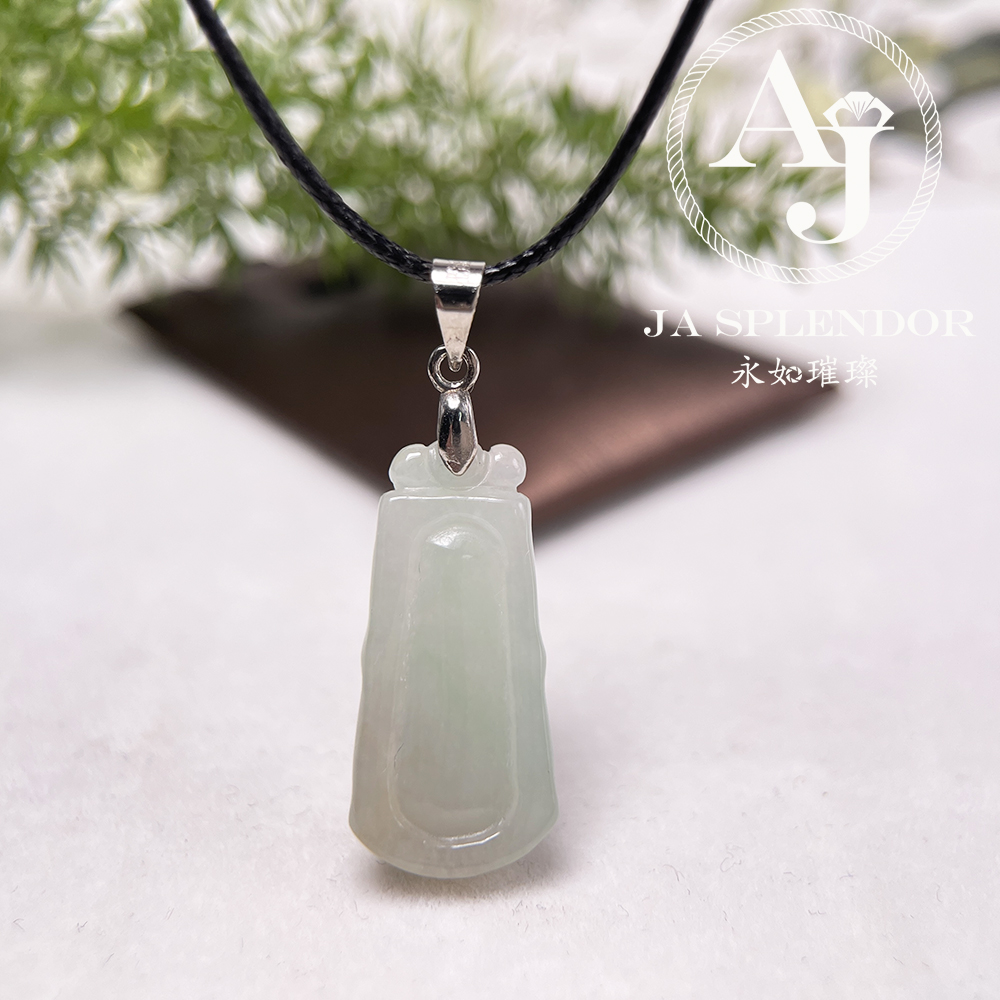 JN-527 天然翡翠A玉 竹報平安吊墜