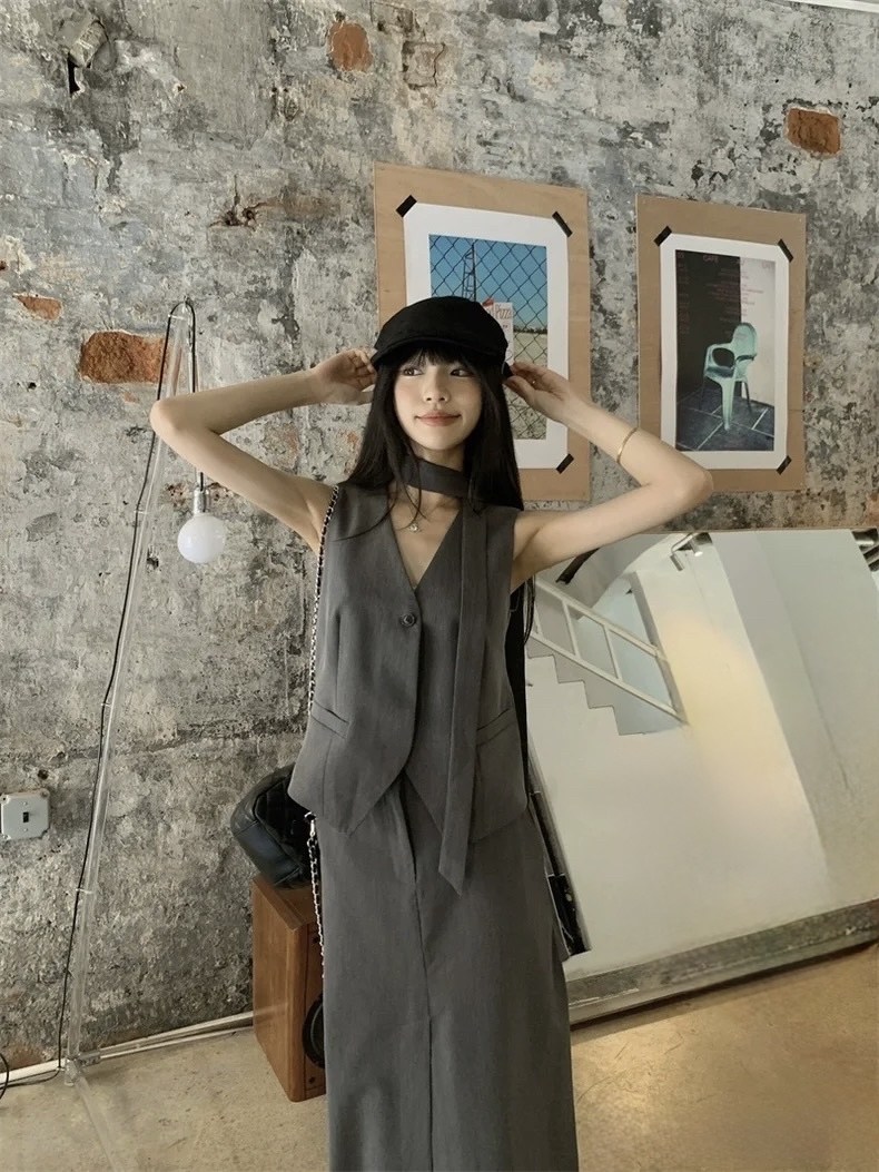 ST202复古风马甲套装