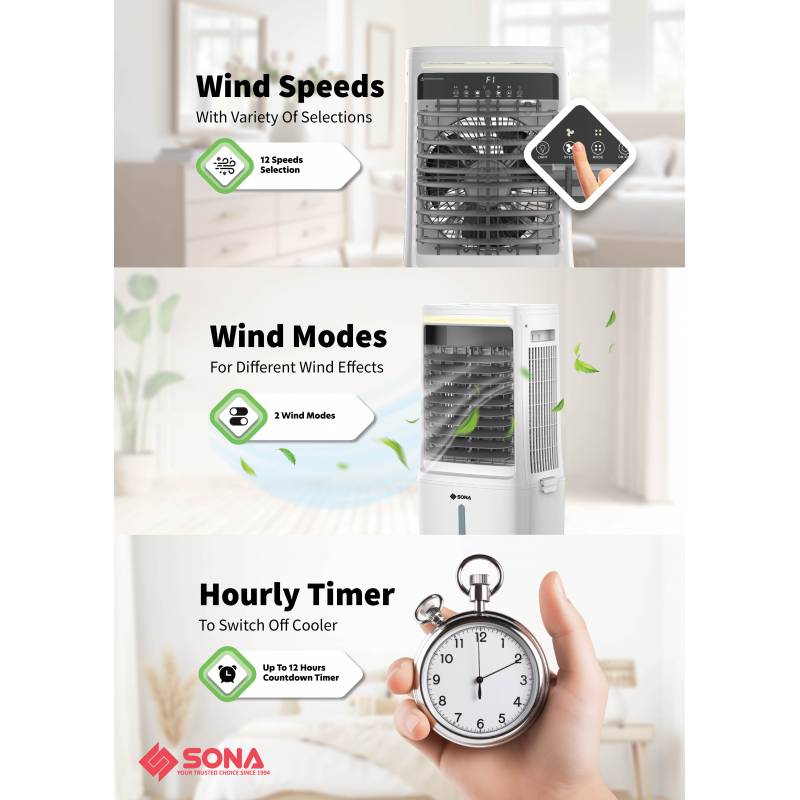 SONA Remote 2-in-1 DC Motor Fan With Air Cooler SAC 6360DC