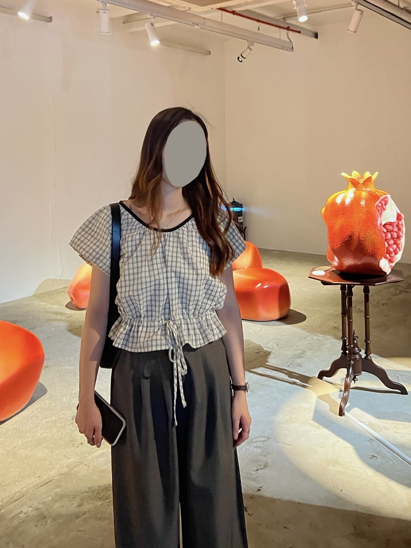 推薦 免熨寬鬆格紋blouse 