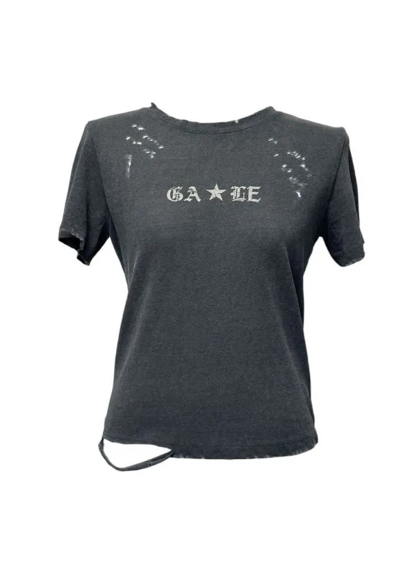 Gothic Star Distressed Crop Top