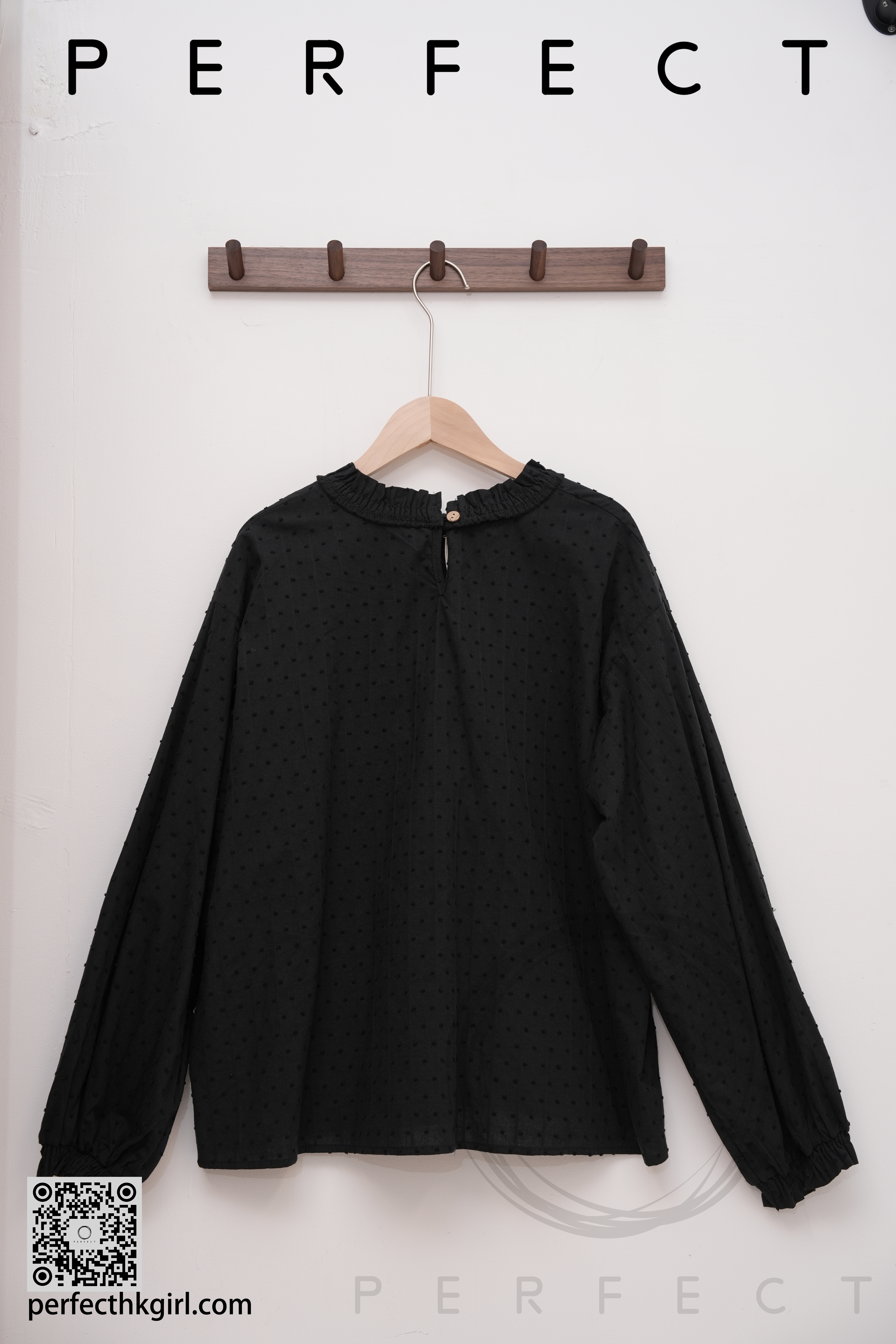 T0029_文青浮雕波點裇衫（顯瘦黑）