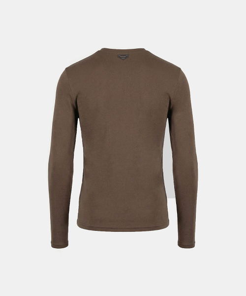 BS Cotton Jersey Fitted Long Sleeve T-Shirt - Brown