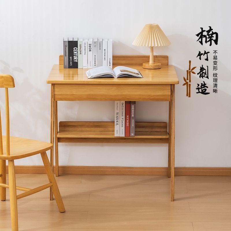 北歐簡約電腦桌全竹加厚家用辦公工作台書房寫字桌臥室學習桌‑table