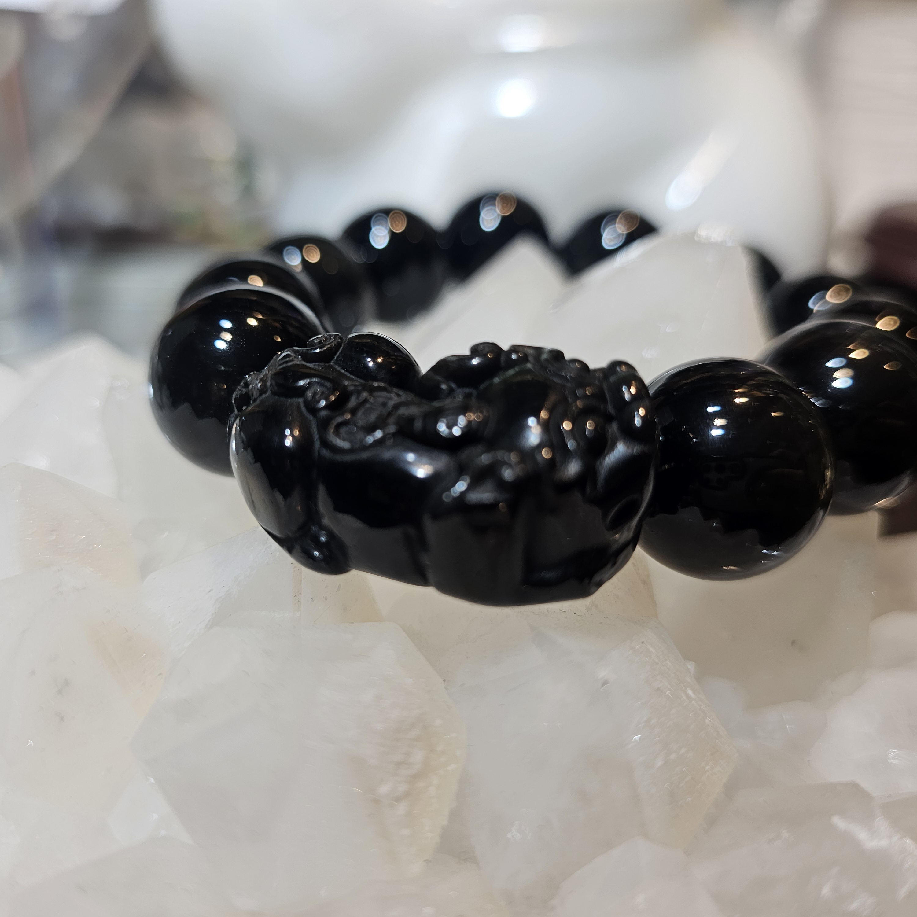 彩黑曜石貔貅手鏈