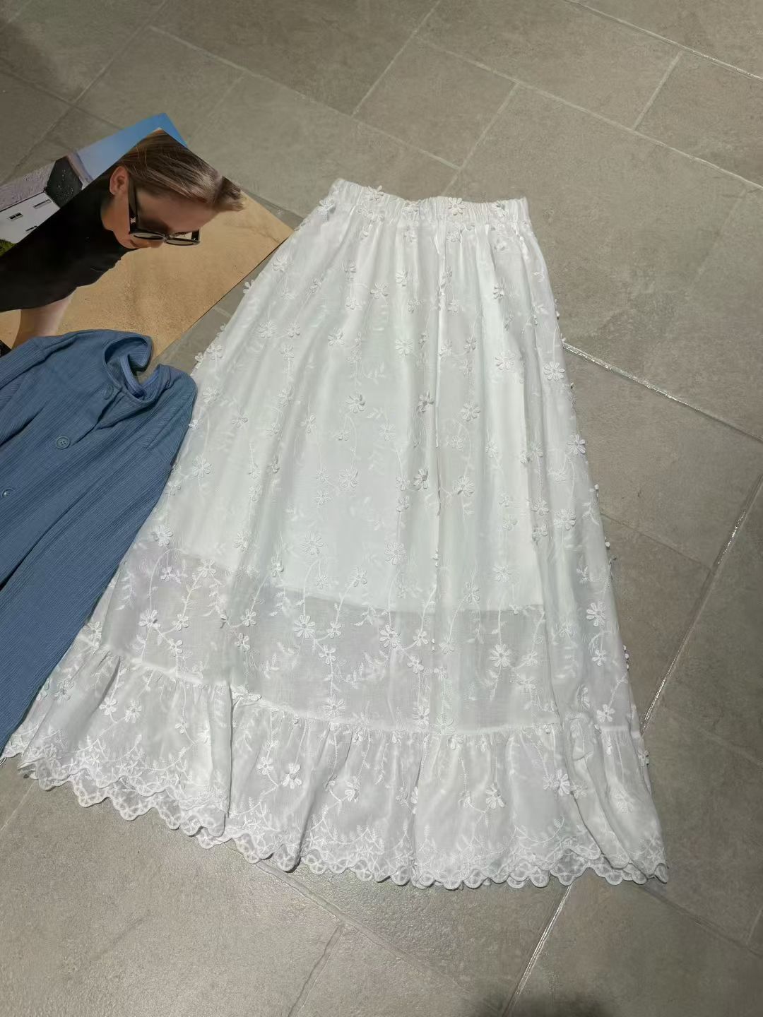 立體刺綉通花半截裙