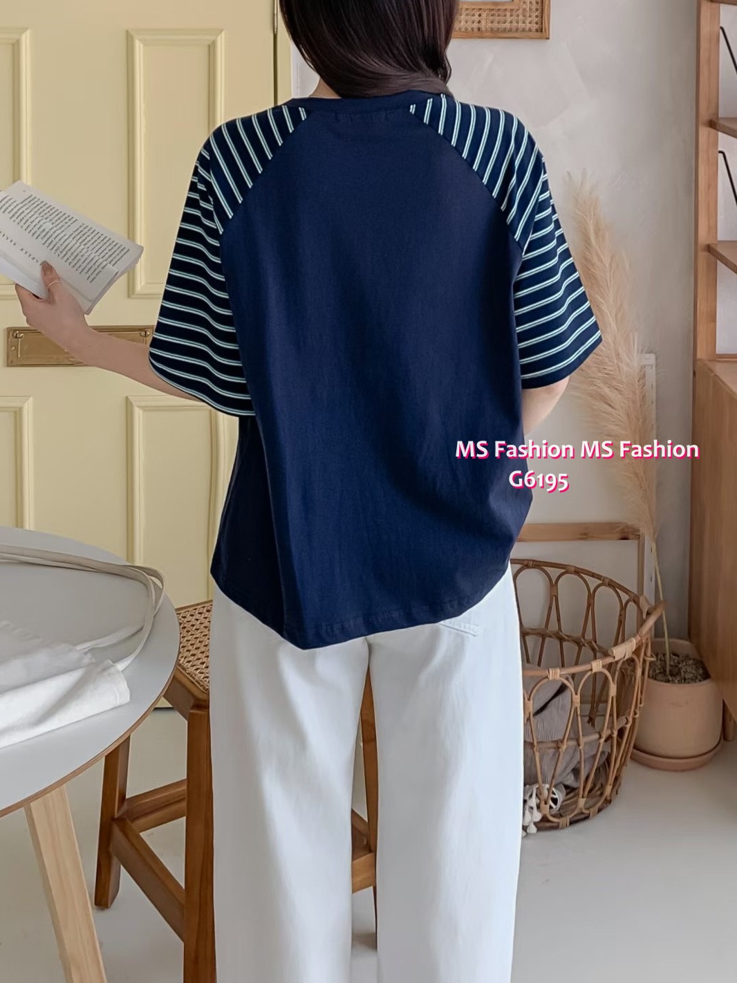 G6195 韓國🇰🇷條子袖字母top