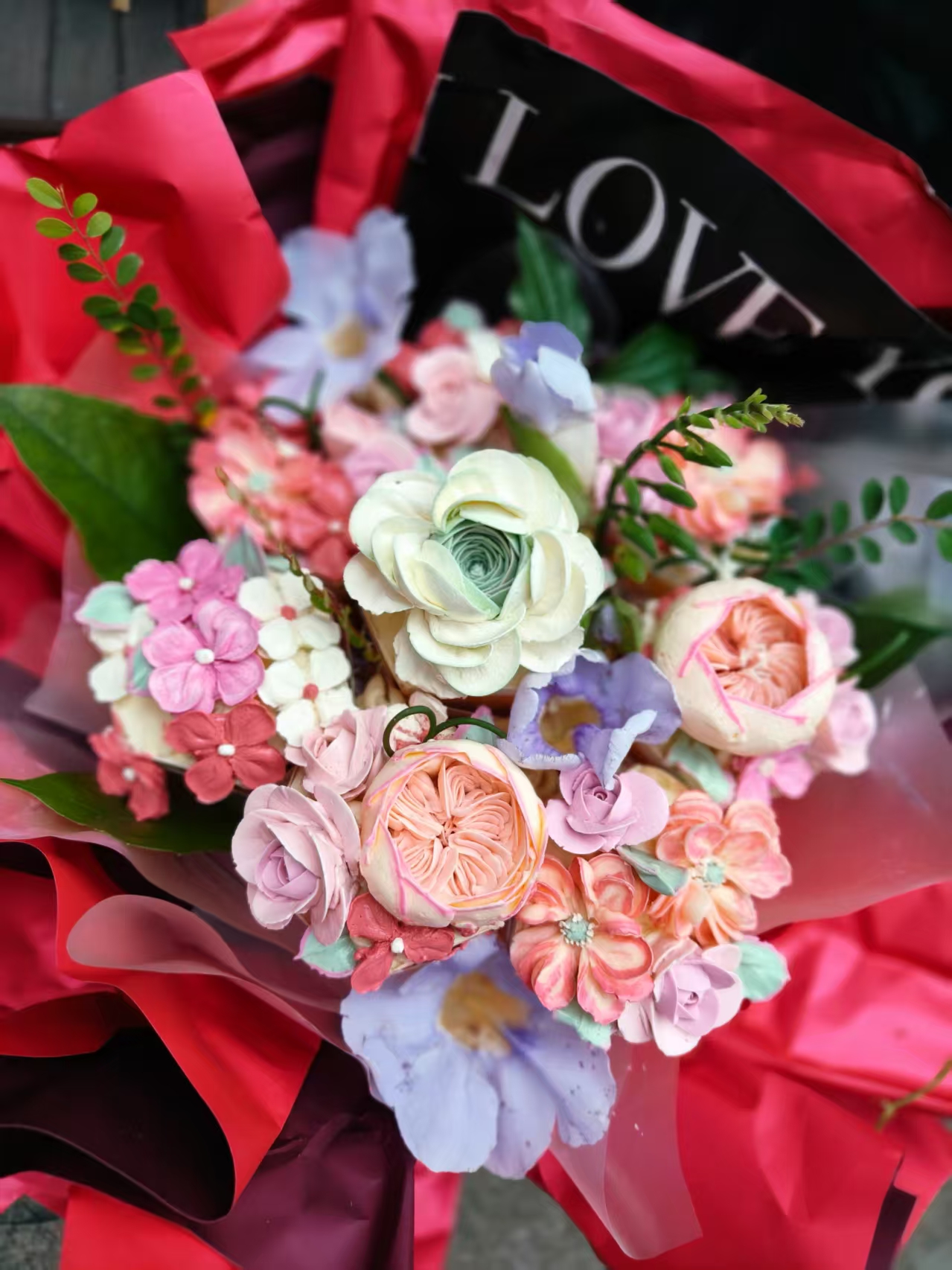 A裱花杯子蛋糕花束