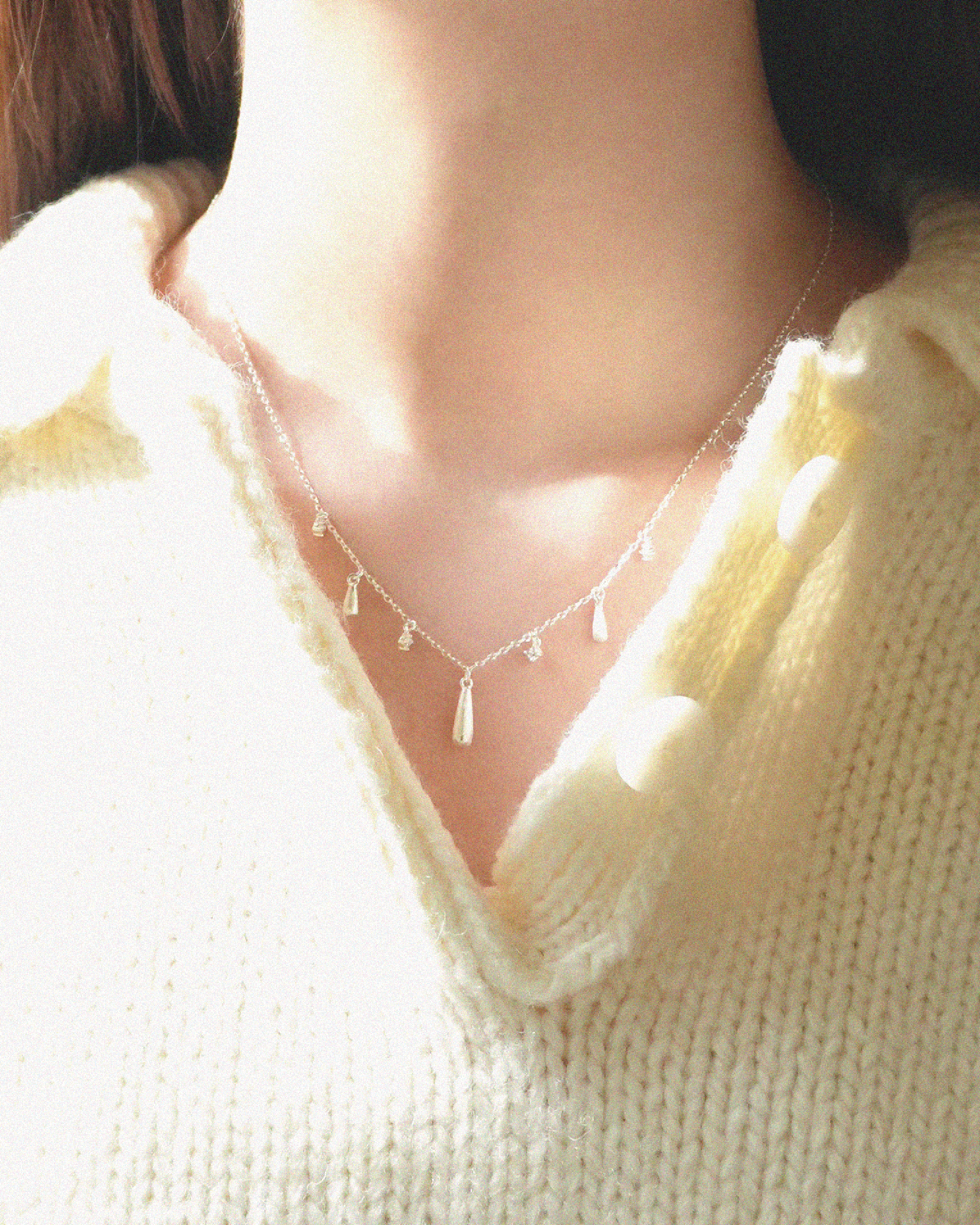 Zirconia Silver Drop Necklace