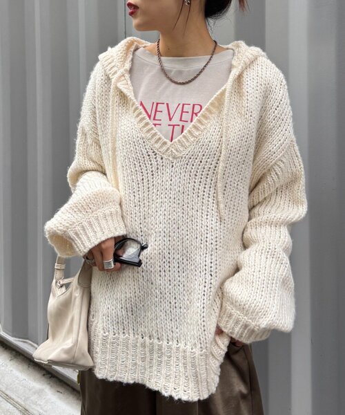 V領針織連帽上衣【JT022】