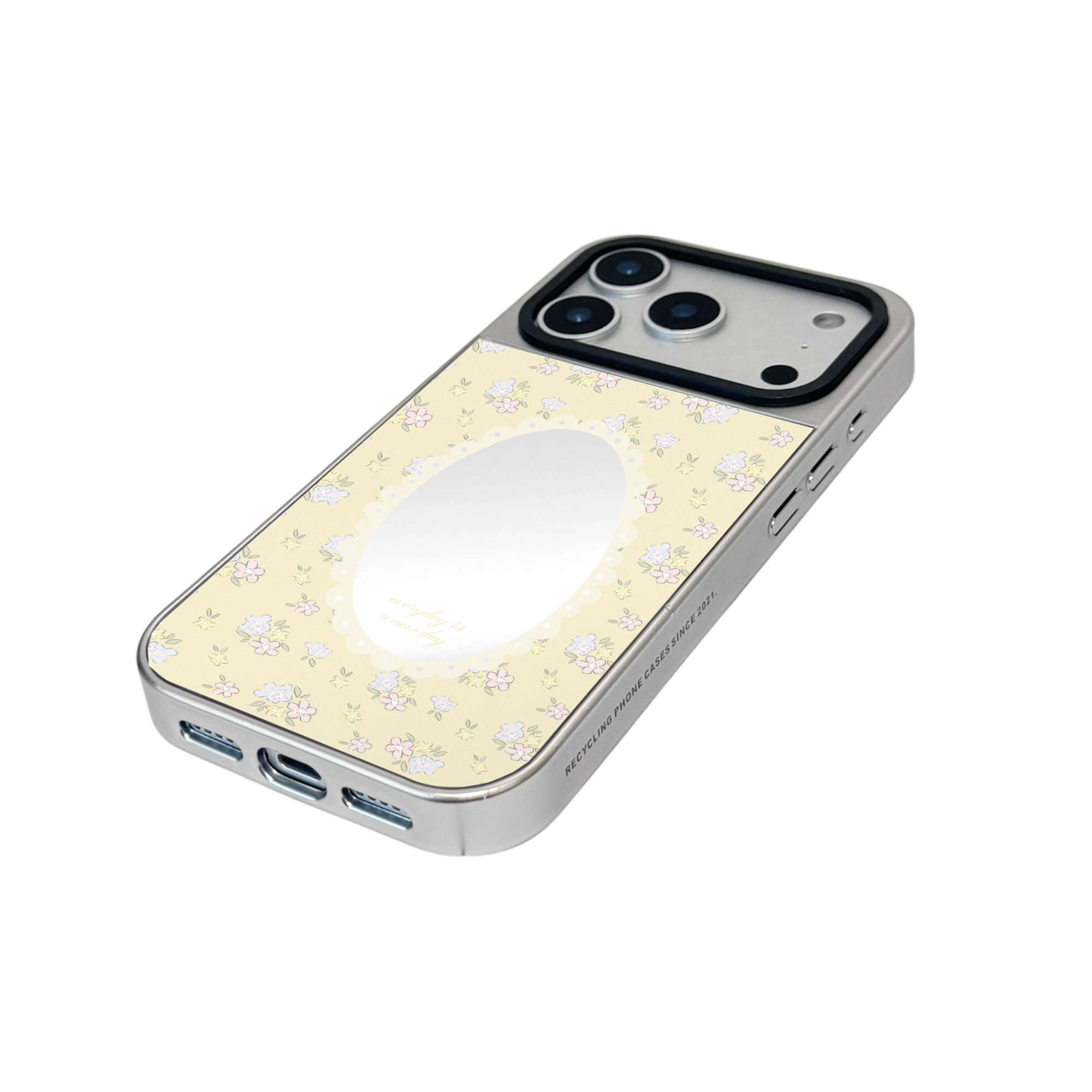 【Summer Petal Whisper *CreamyYellow*】銀框鏡面MagSafe iPhone Case