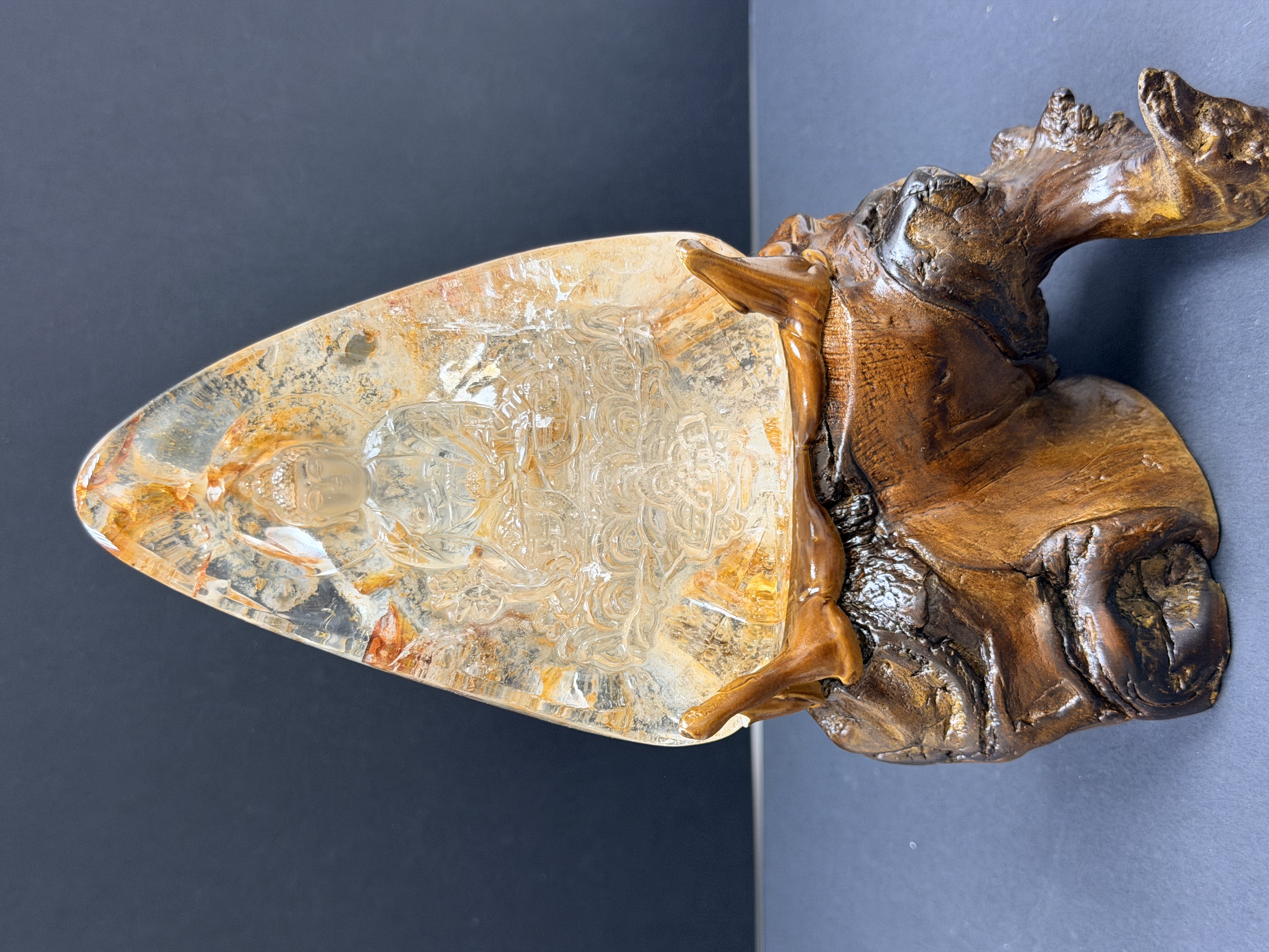 藥師佛雕刻天然綠幽靈水晶 （已加持）全高19cm