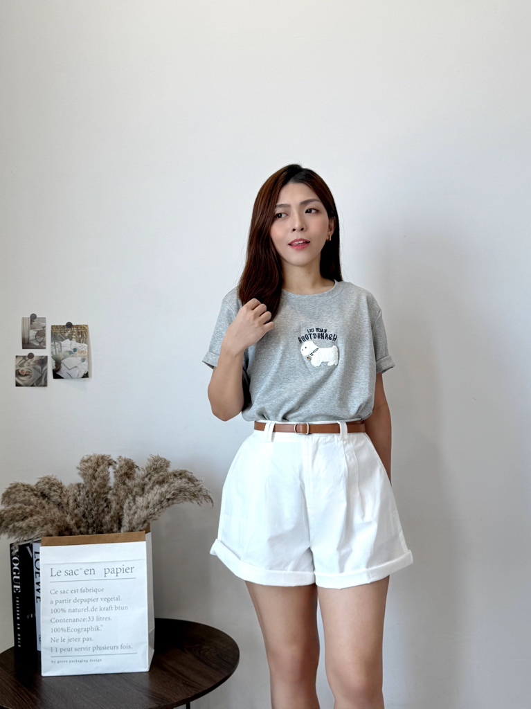 Fluffy Puppy Embroidery Casual Tee 韩系重工毛绒刺绣小奶狗短袖T恤 （ 3 Colours )