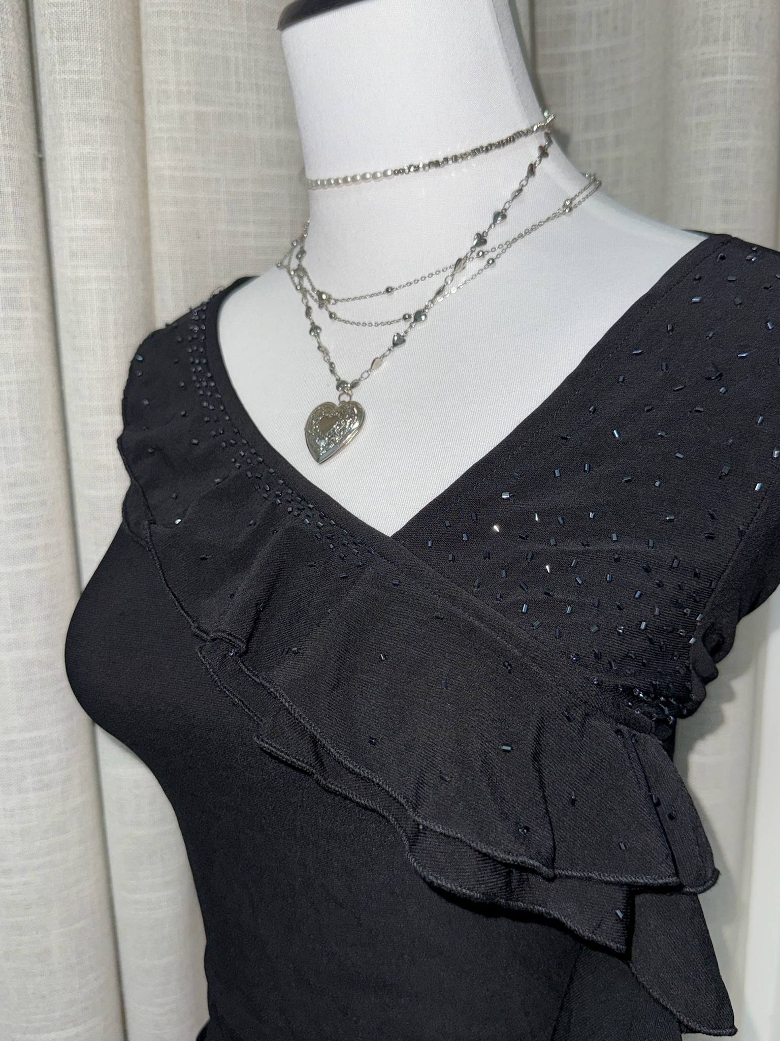 Asymmetric Elegant Rhinestone Cross-Waist Dress