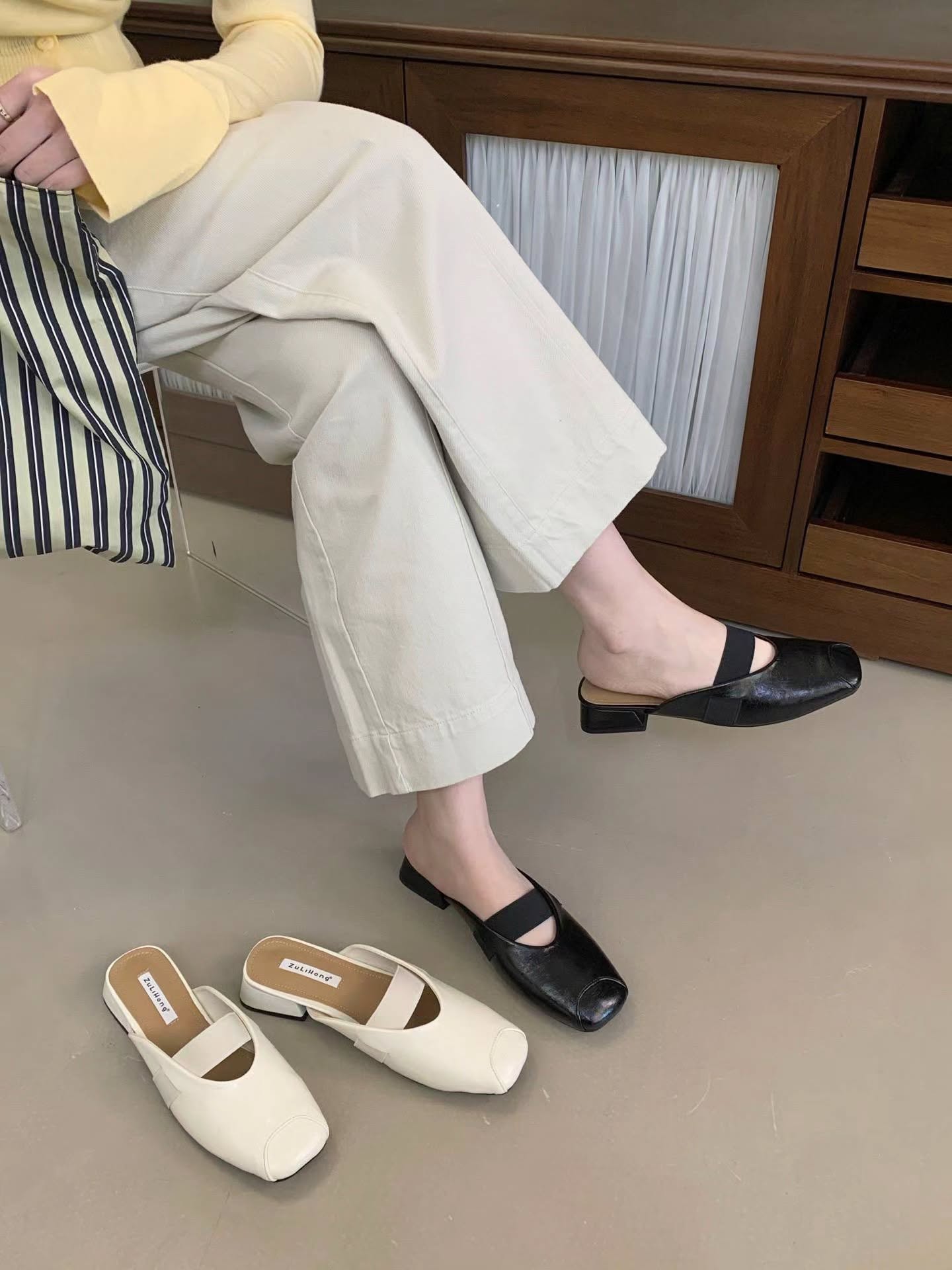 女生百搭低跟半拖鞋 🇨🇳