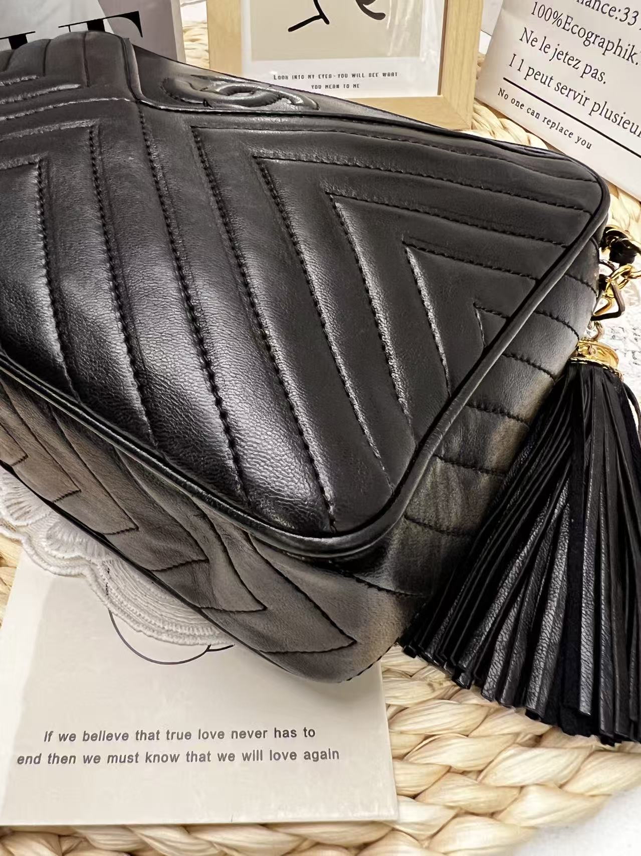 Chanel Vintage Chevron Fringe Camera Bag