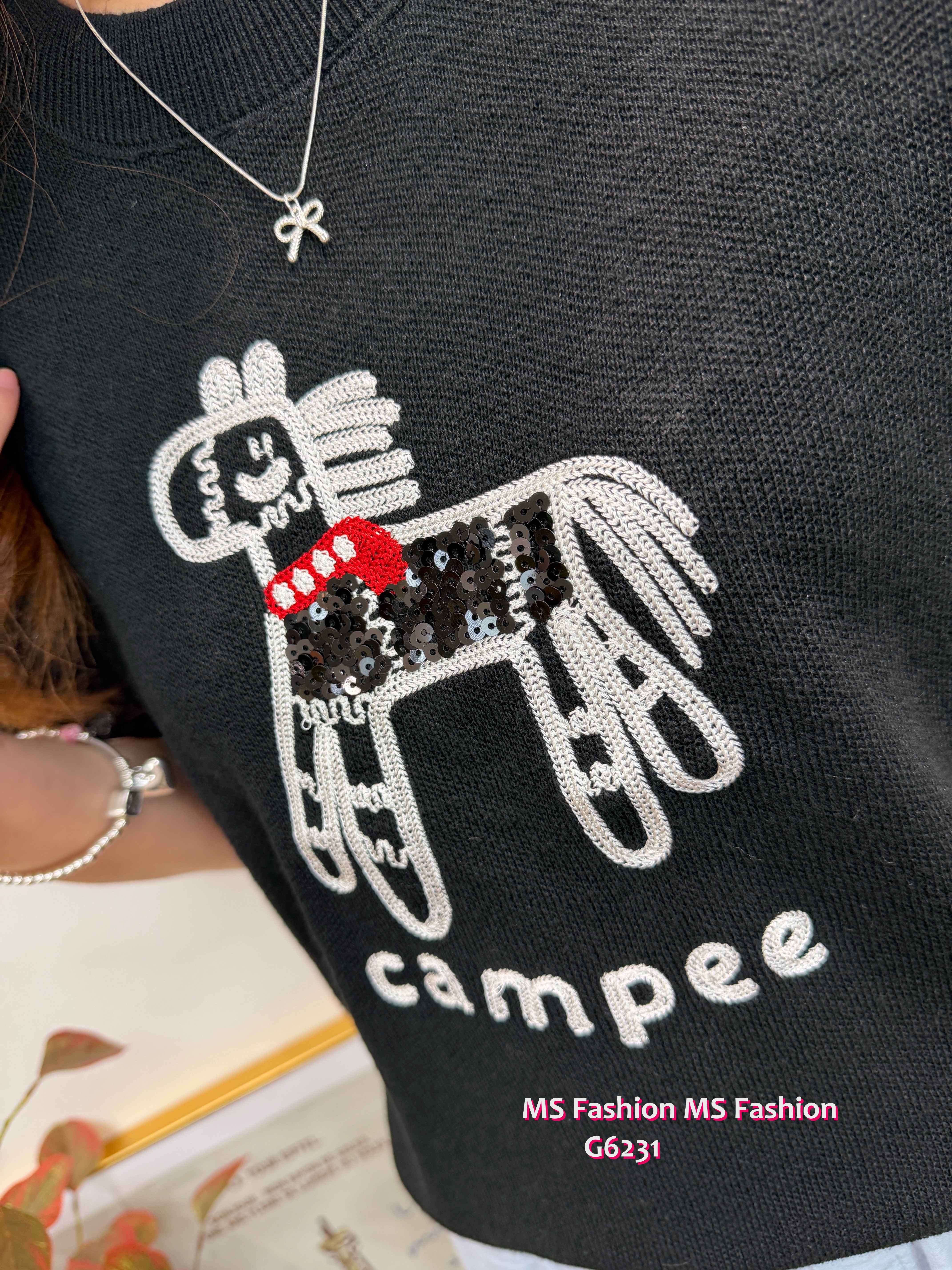 G6231 韓國🇰🇷珠片馬仔針織top