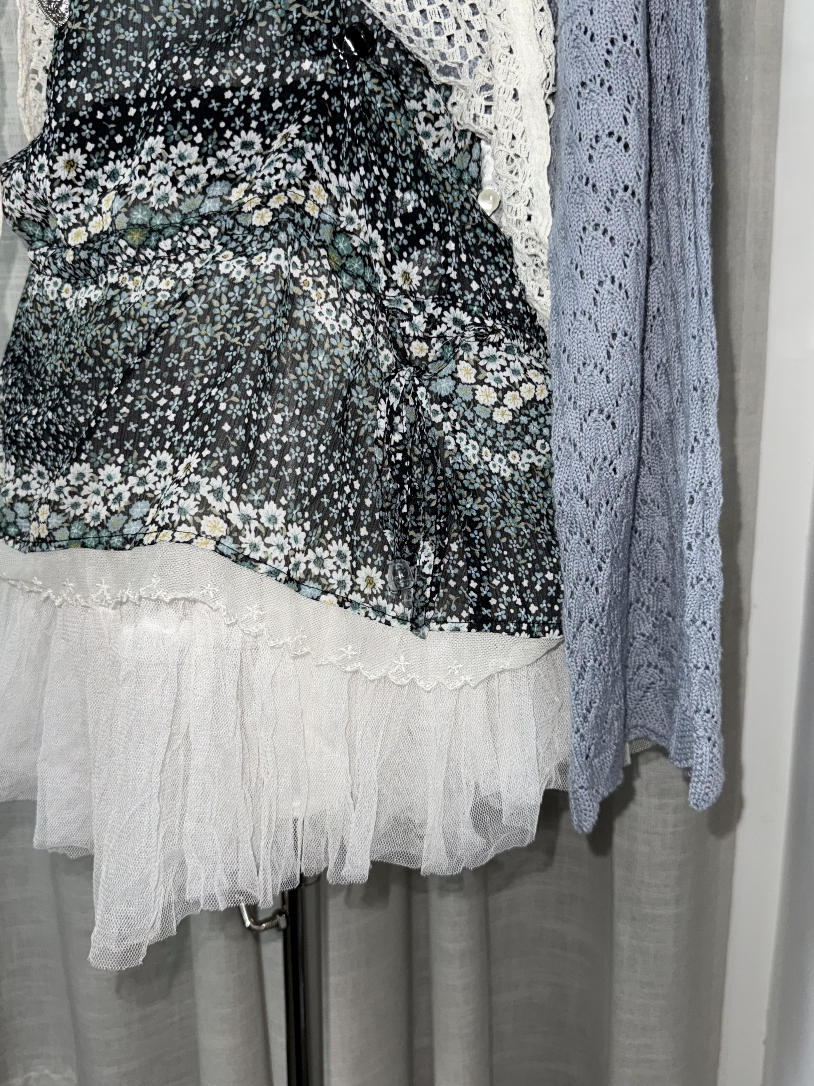 Mori-Girl Inspired Knit & Mesh Outfit Set