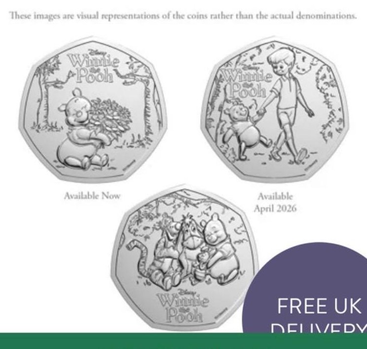 100 Years of Winnie the Pooh 2026 UK 50p Brilliant Uncirculated Three-Coin Collection (GC4826)