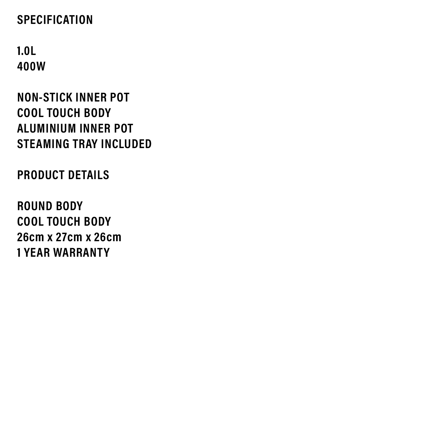 Faber 1.0L Jar Rice Cooker (FRC5010)