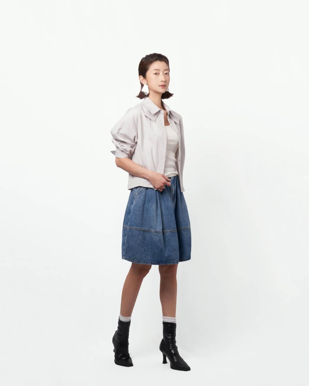 VIL-T886028 DOUBLE COLLAR SHIRT TOP