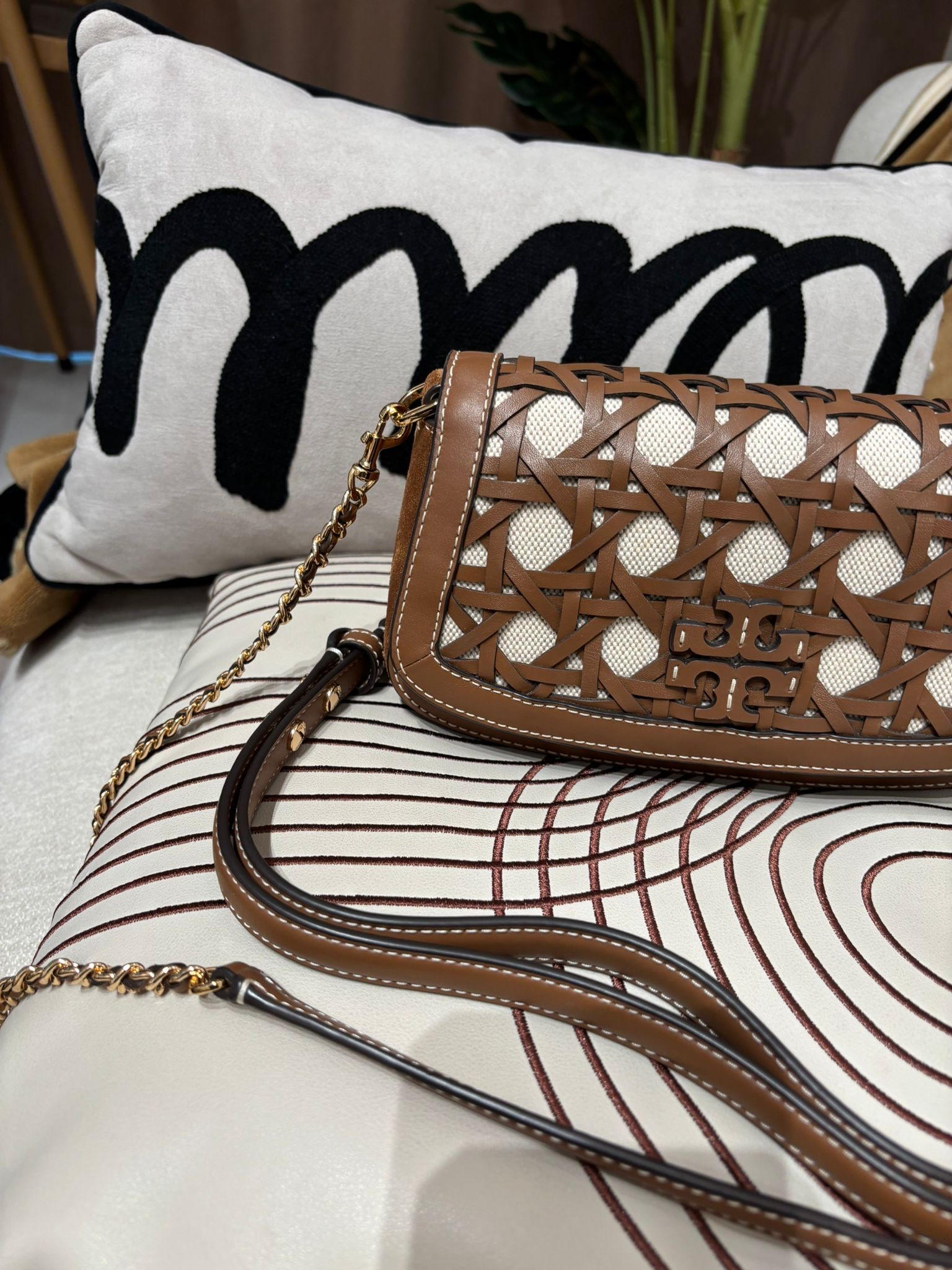 Tan Britten Basket Weave Convertible Crossbody Bag 100%Authentic, 99%New 