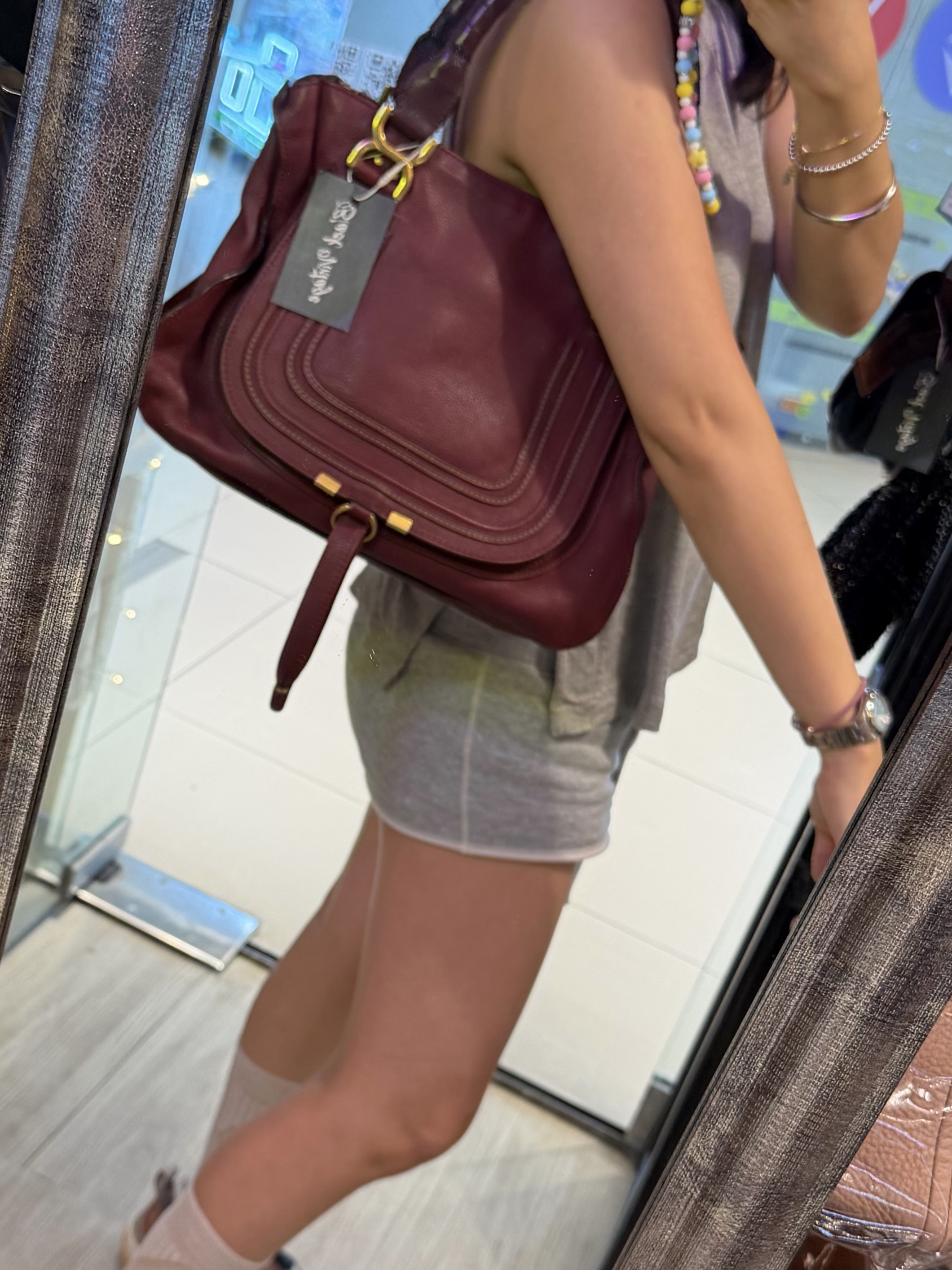 美品 chloe marcie bag burgundy color