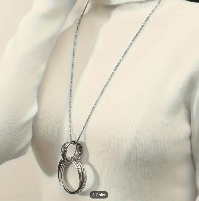 Hollow Round Pendant Long Chain Necklace