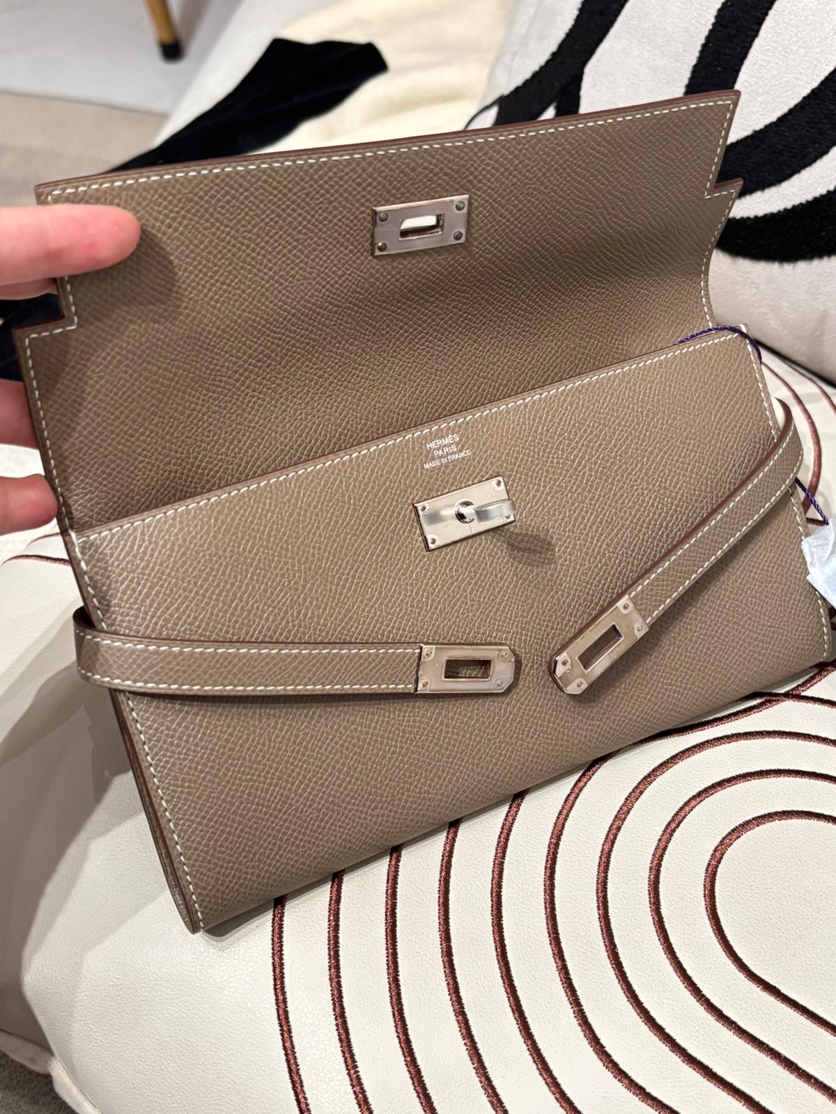 Hermes Kelly Wallet Stamp C Etoupe 大象灰銀扣 100%Authentic, 全新未使用品 ✅Box