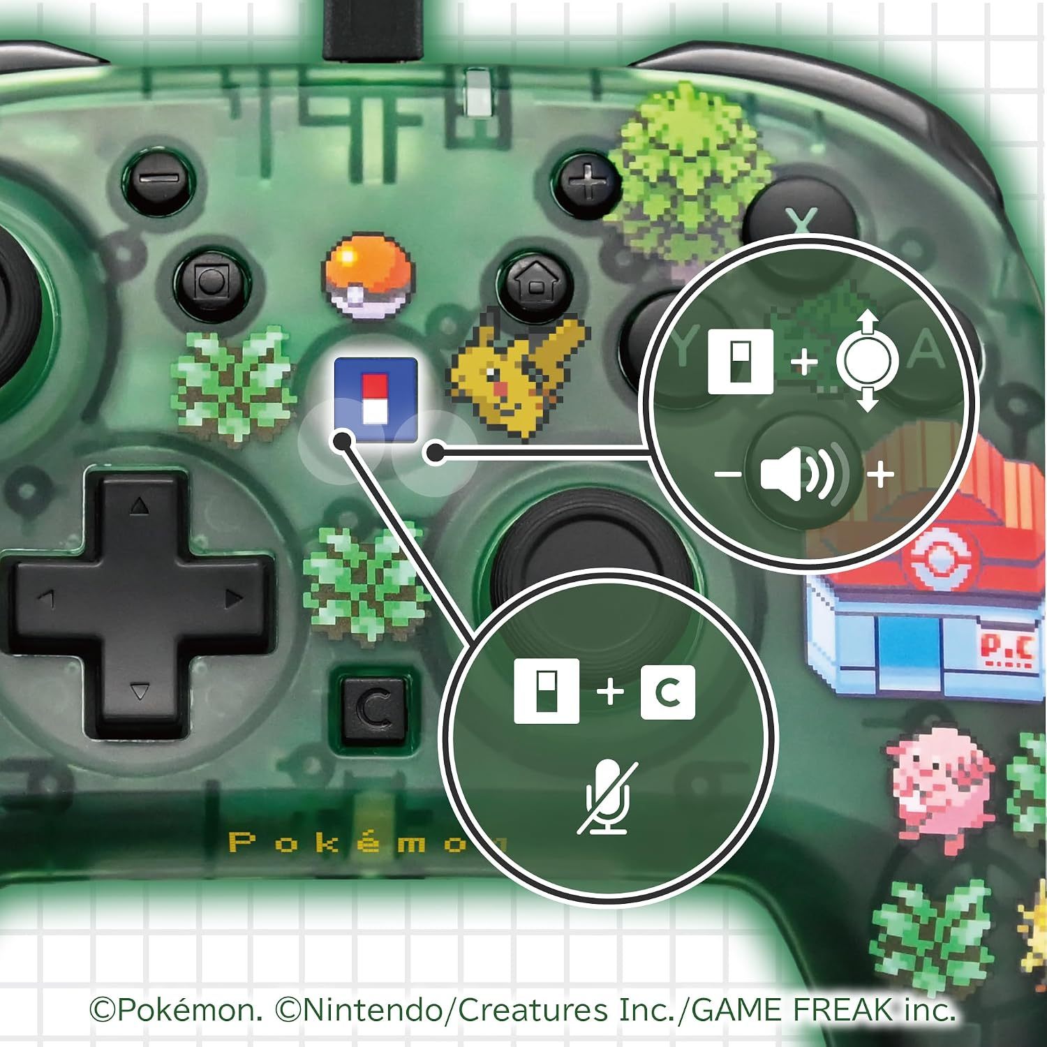 【預售 9月】SW2 HORI 有線控制器 TURBO 青春版 [寶可夢像素風綠] / Wired Controller TURBO Youth [Pokemon Pixel Art Green] NSX-229 PO0972