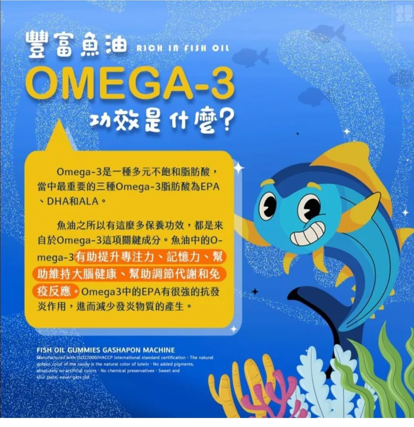 $68盒.2盒或以上$58盒.台灣生醫嚴選 魚油軟糖扭蛋機