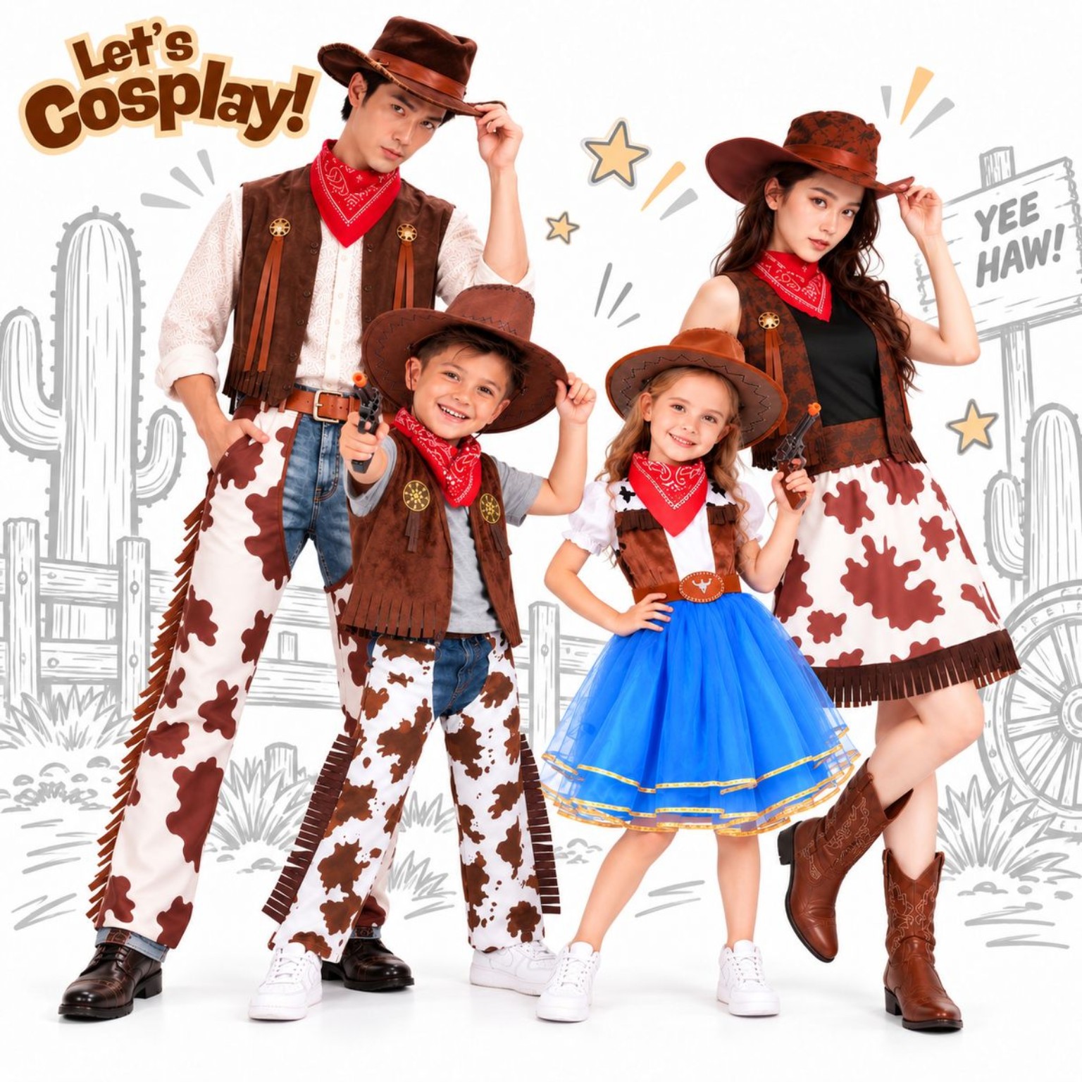 西部牛仔家庭親子角色扮演配搭｜Family Matching Cowboy Costume 香港
