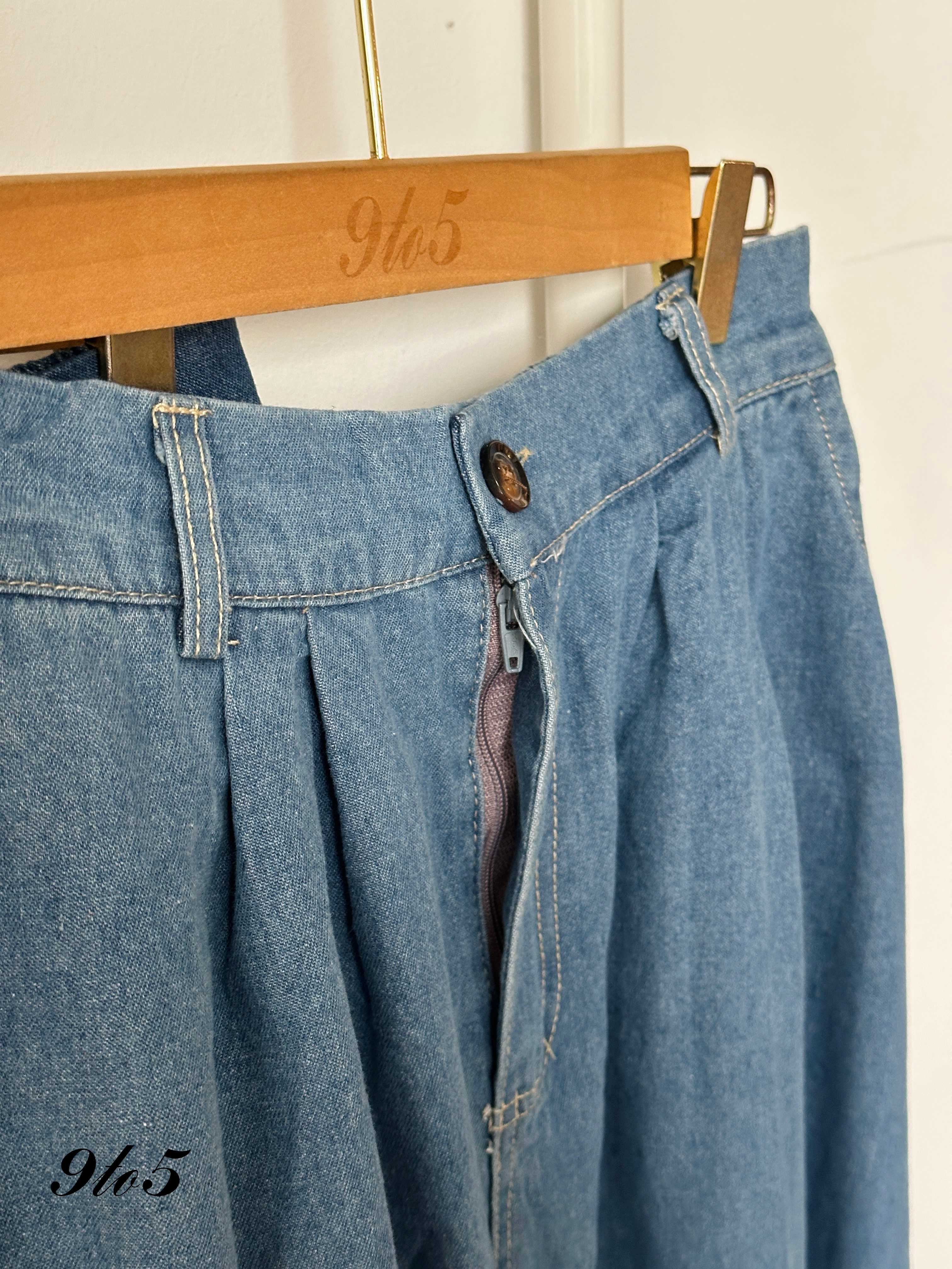 S1775 Denim A Line Skirt - Blue & Light Blue