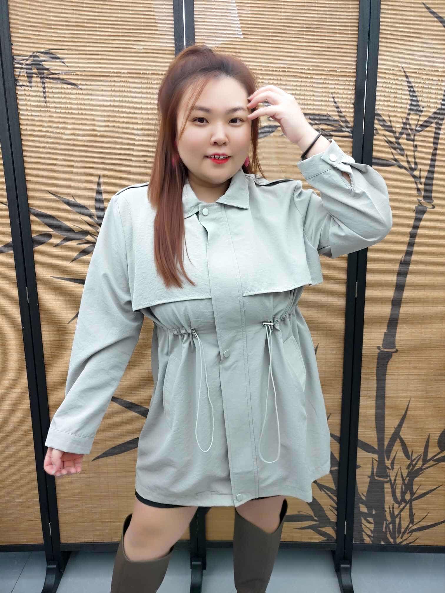 DDF06 8397(B12) 抽绳收腰风衣外套