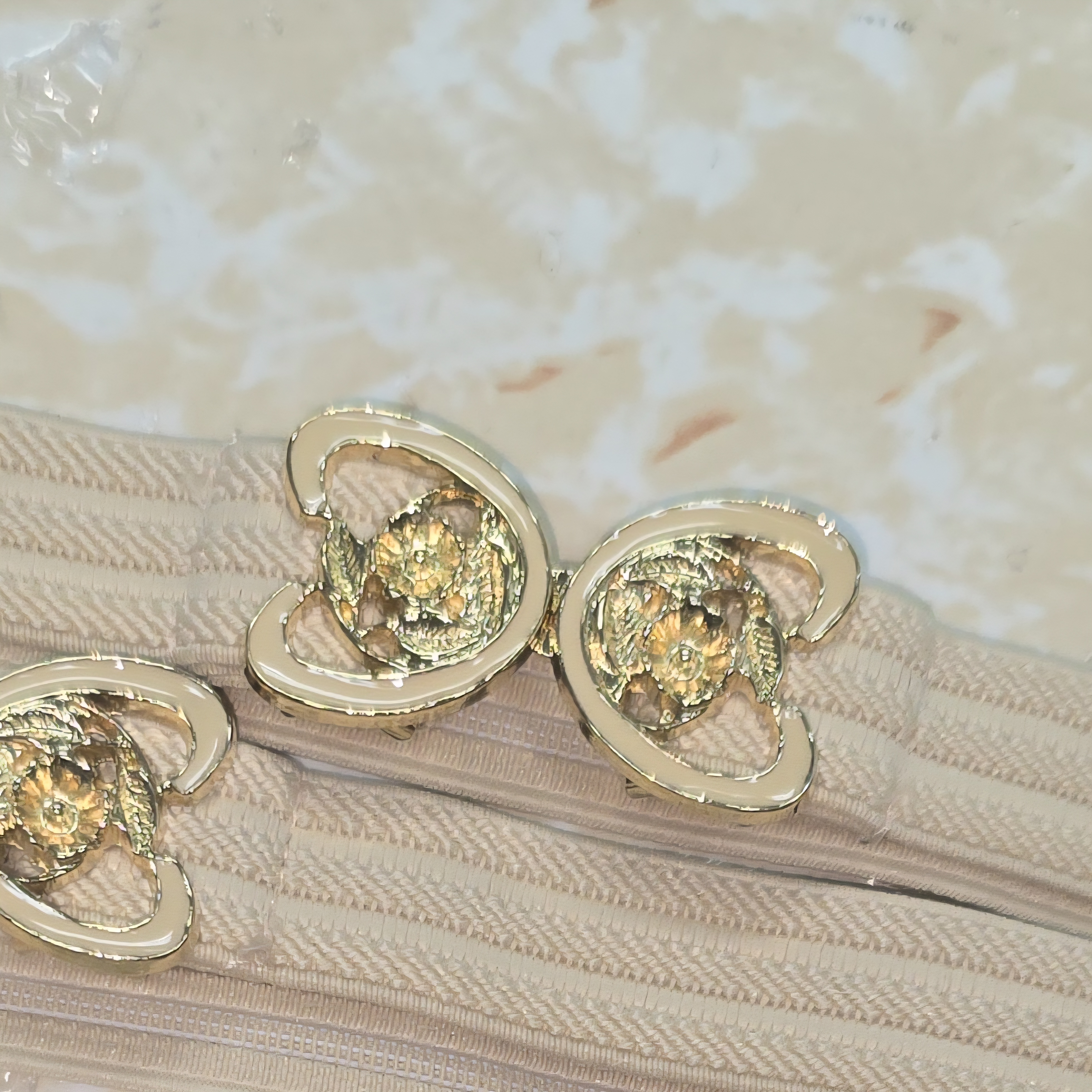 Vintage Japanese Hearty Rose Belt Buckle with Elegant Elastic Belt (E009 x K005)