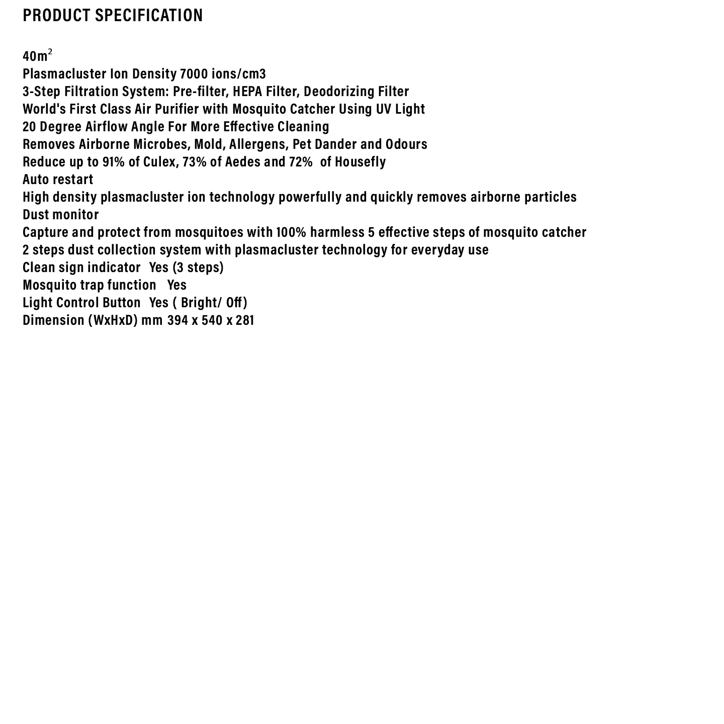 Sharp 40m³ Mosquito Catcher Air Purifier (FPGM50LB)