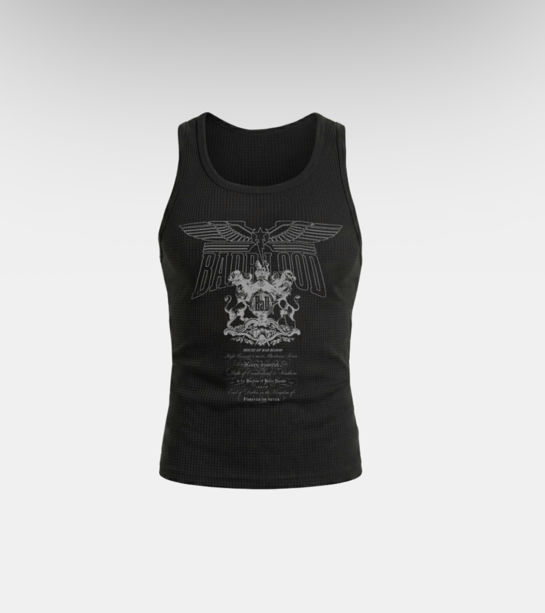 BADBLOOD新款[w-tnk26-045] Lion Crest Print Waffle Tank - Black