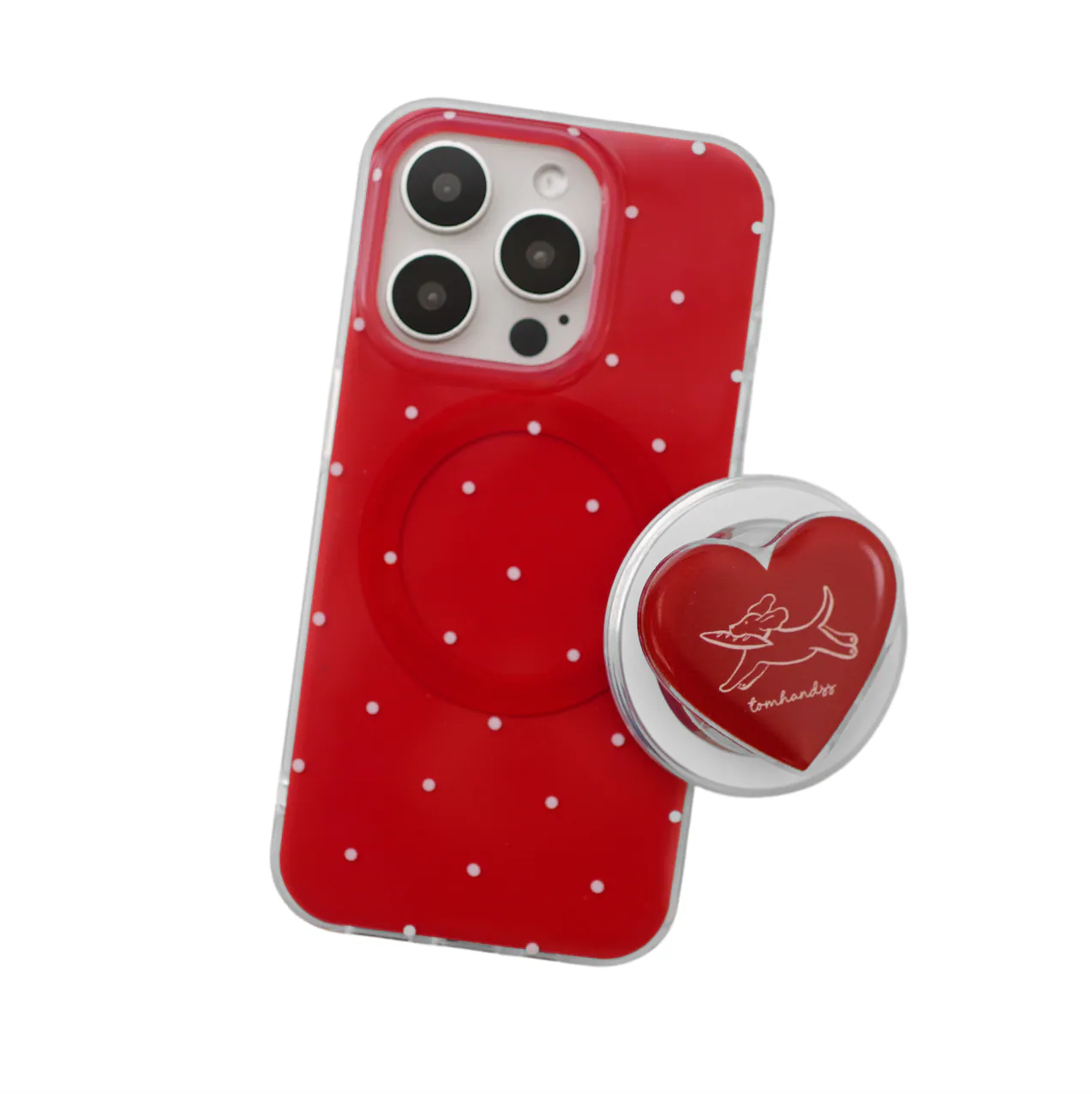 【Lovely Woofy (Red Dotted)】MagSafe iPhone Case+手機支架