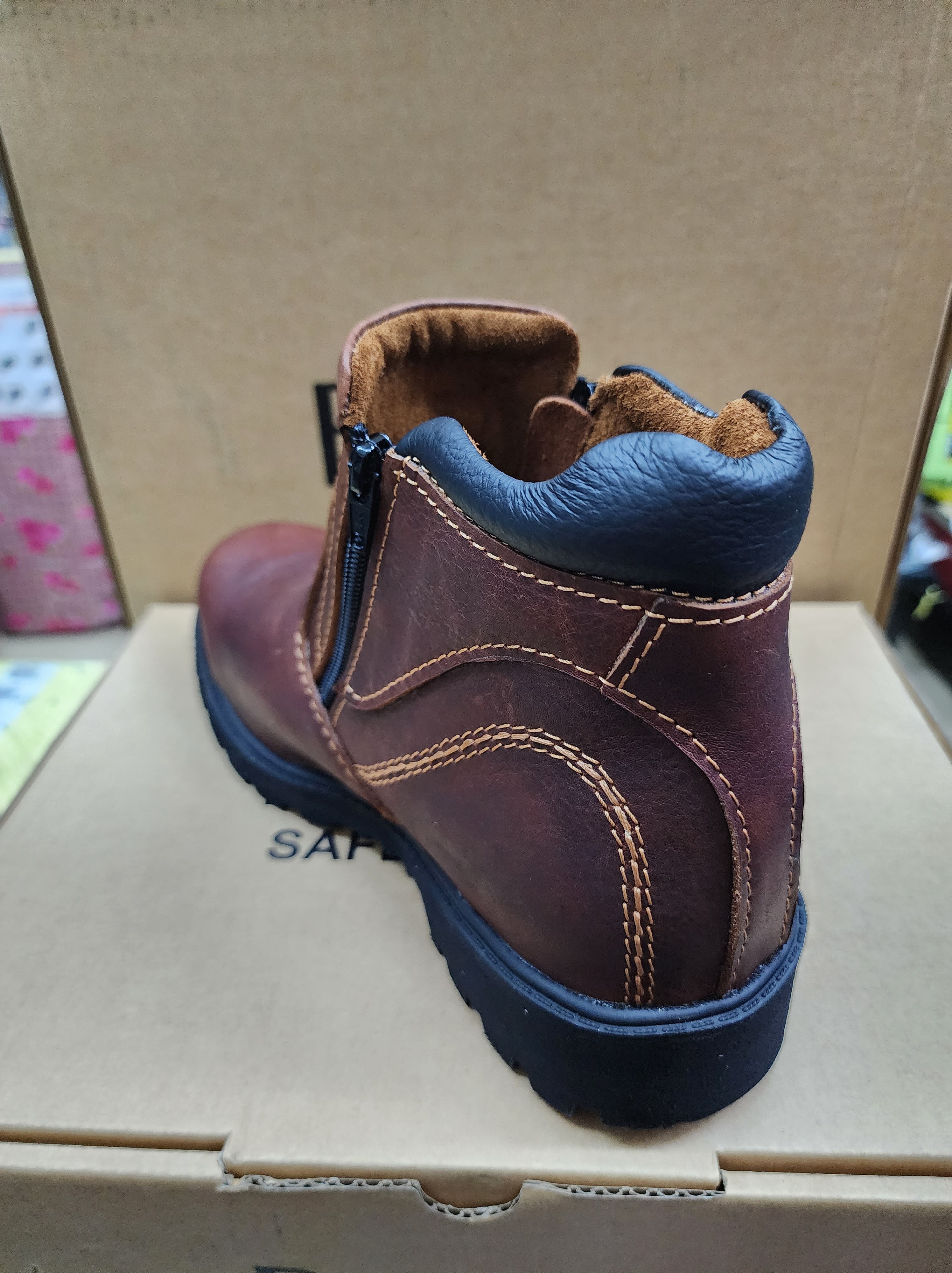 PAWSU MEN'S SAFETY BOOT / STEEL TOE PLATE HEAVY DUTY SAFETY BOOT / KASUT KERJA LELAKI PS902 SERIES ZIP-ON SAFETY Kasut Keselamatan Lelaki Kerja Lasak Zip
