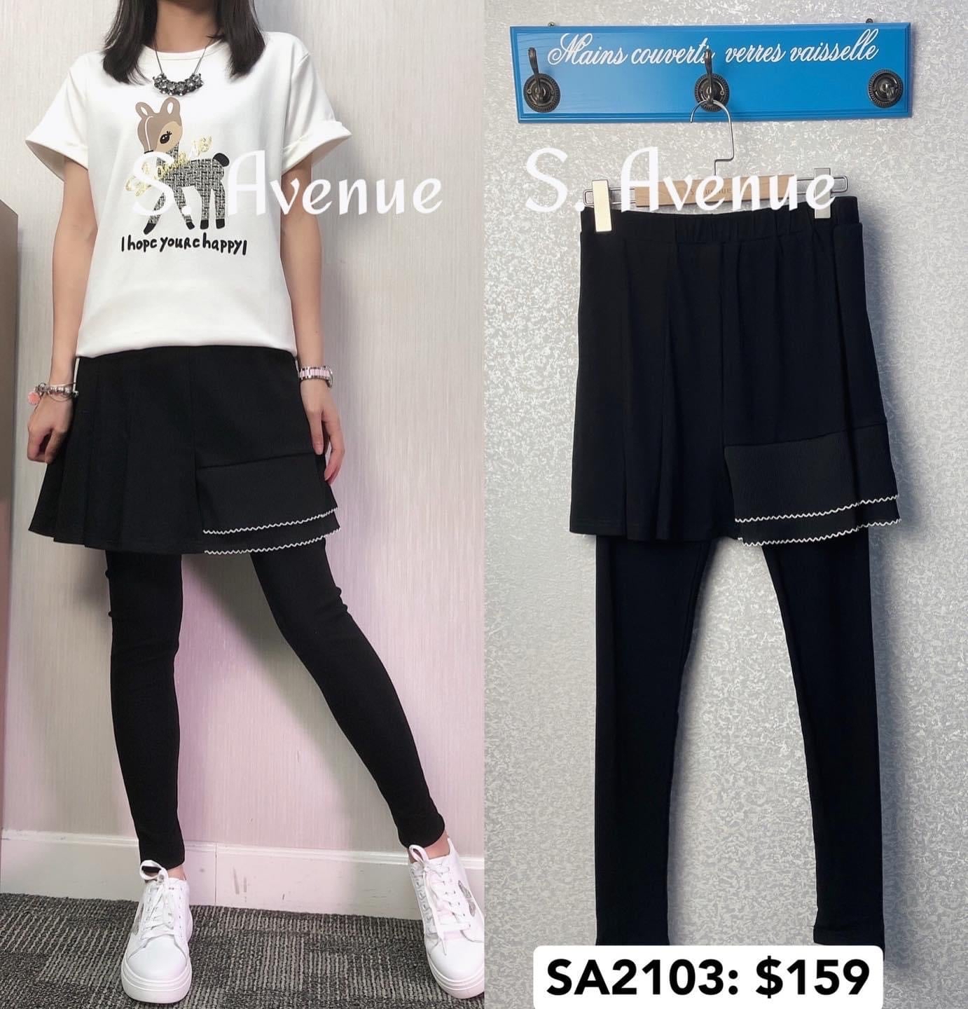 SA2103: 側白邊棉拼雪紡裙leg