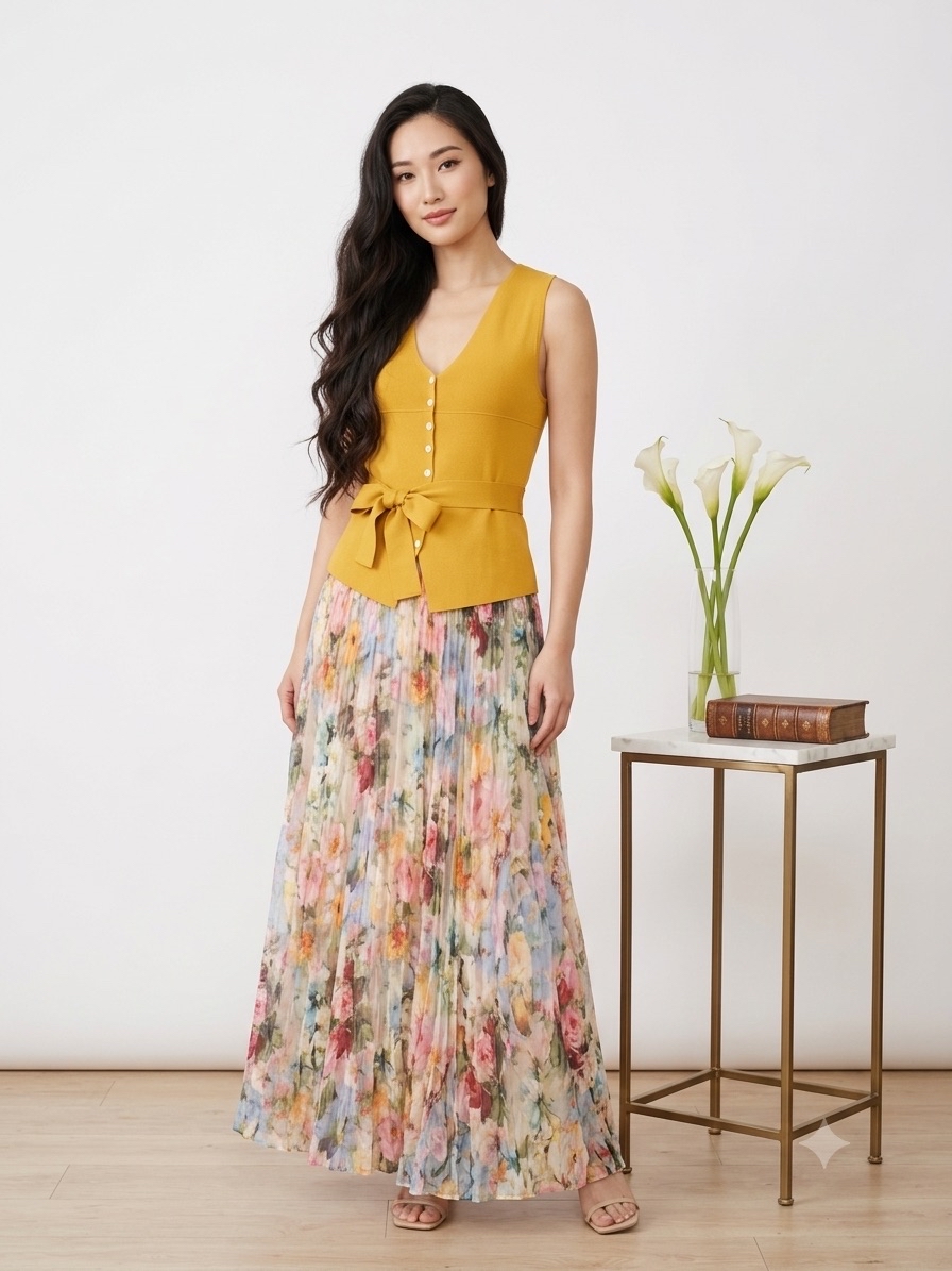 Flora Set (Vest top + Midi Skirt)