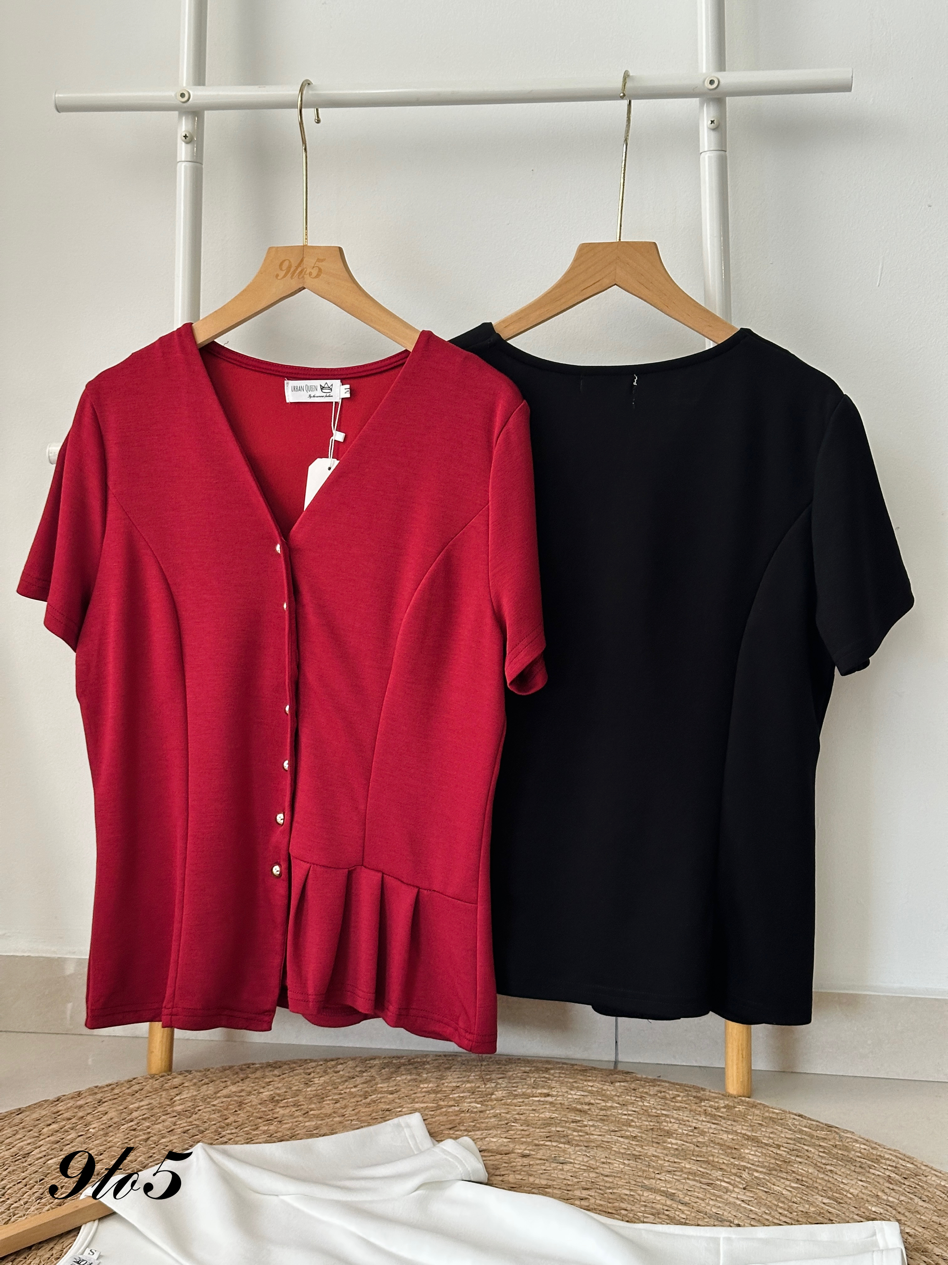T3944 V Neck Side Pleated Top - 3 Colors