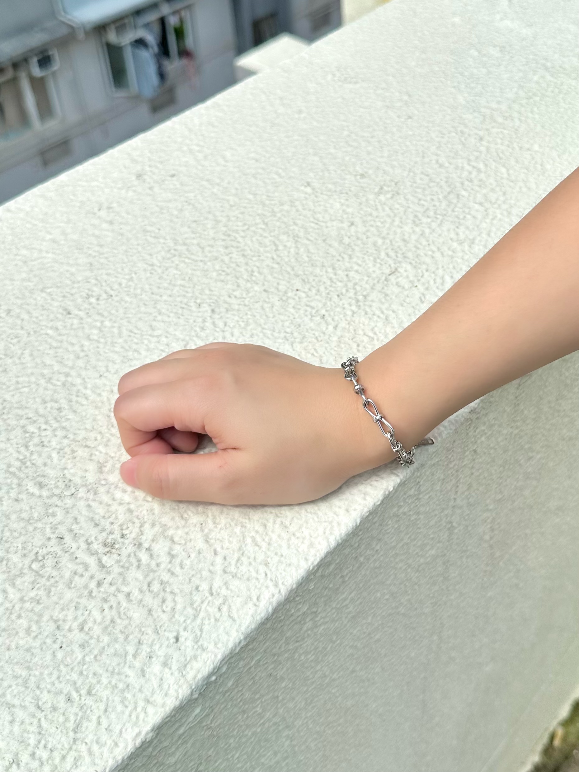 Silver bow stainless bracelet