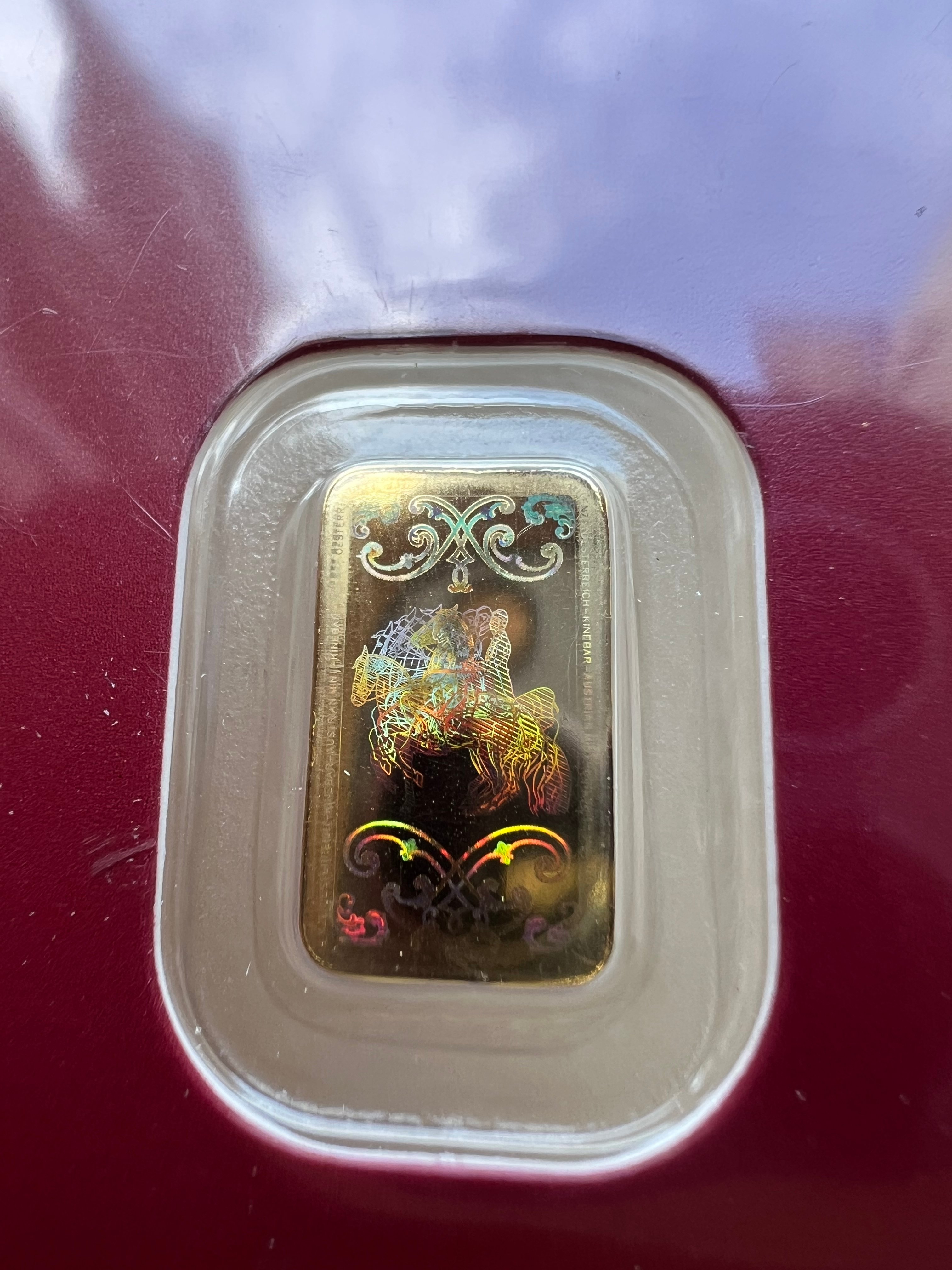 (SN693778) AUSTRIAN MINT Kinebar 1g 🇦🇹 Gold Emas 999.9 MUNZE 镭射金