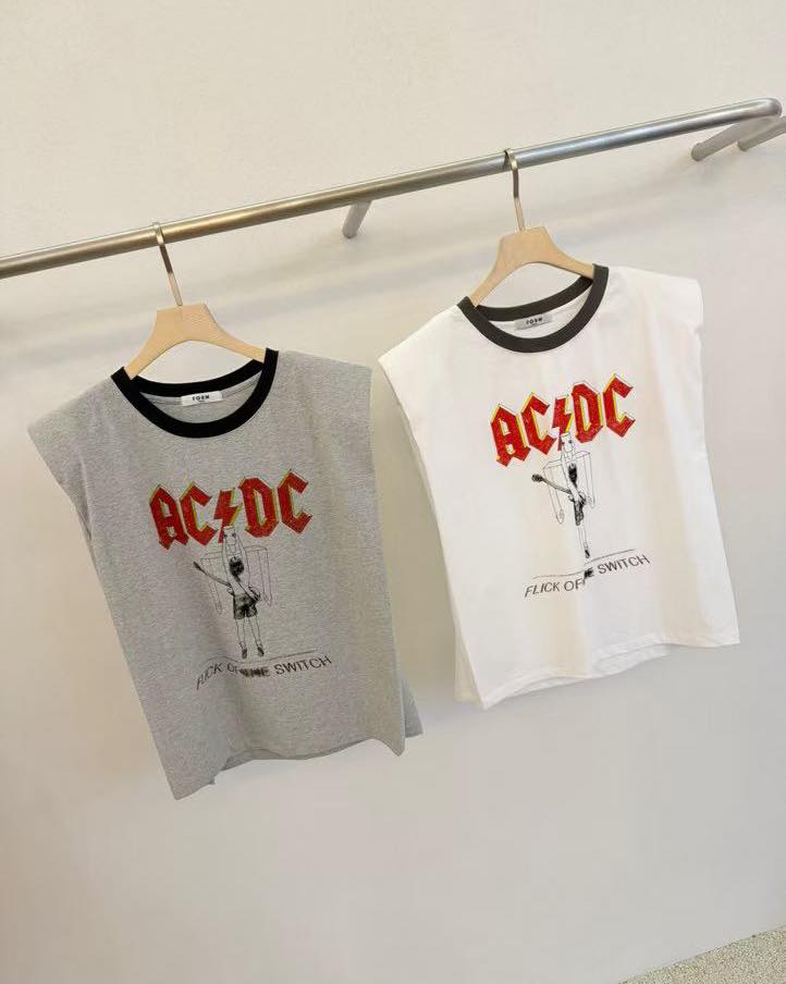 撞色綑條圓領無袖tee